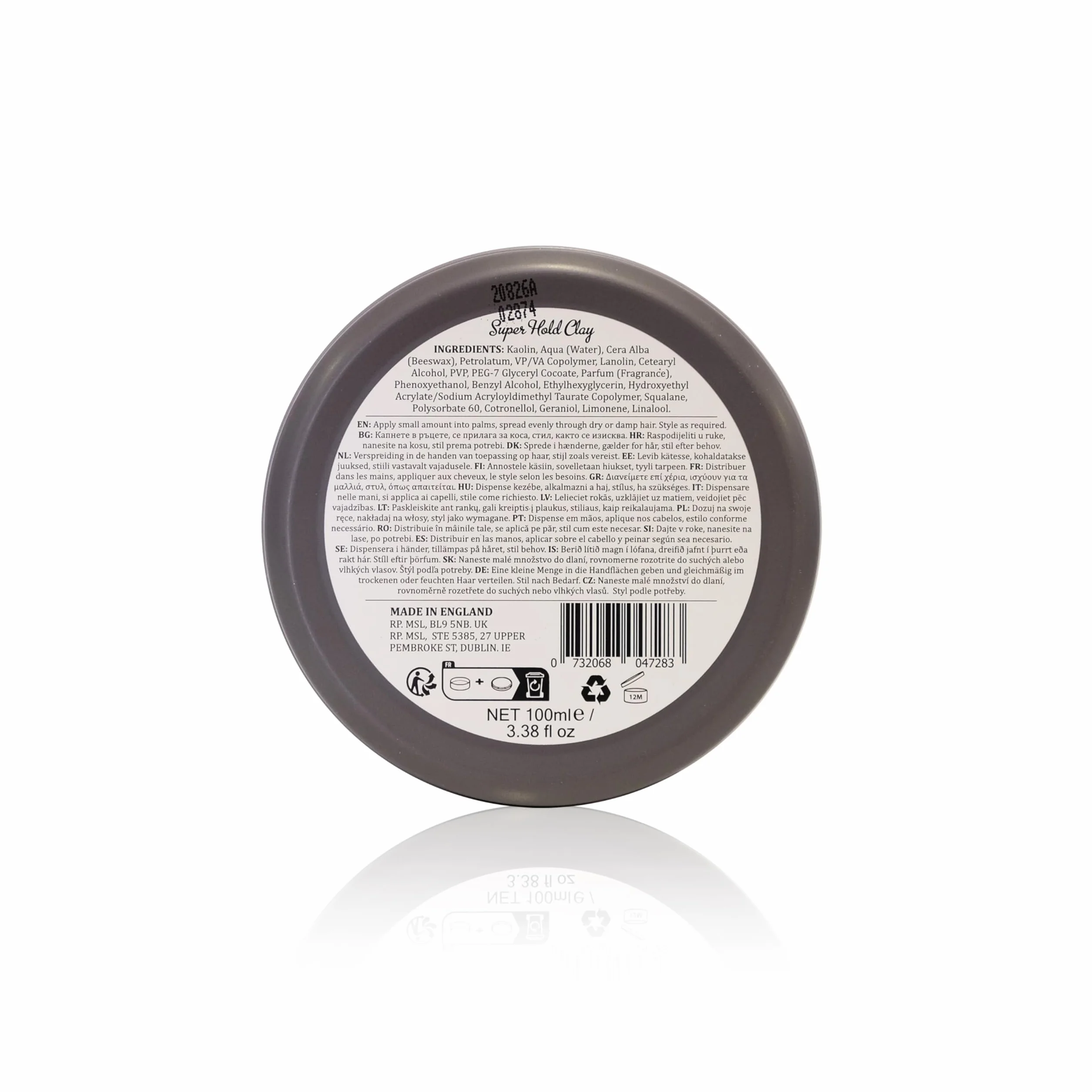 Dapper Dan Ultra Matt Clay, wosk z efektem matowym, długotrwały, subtelny zapach wanilii i malin, 1 x 100 ml