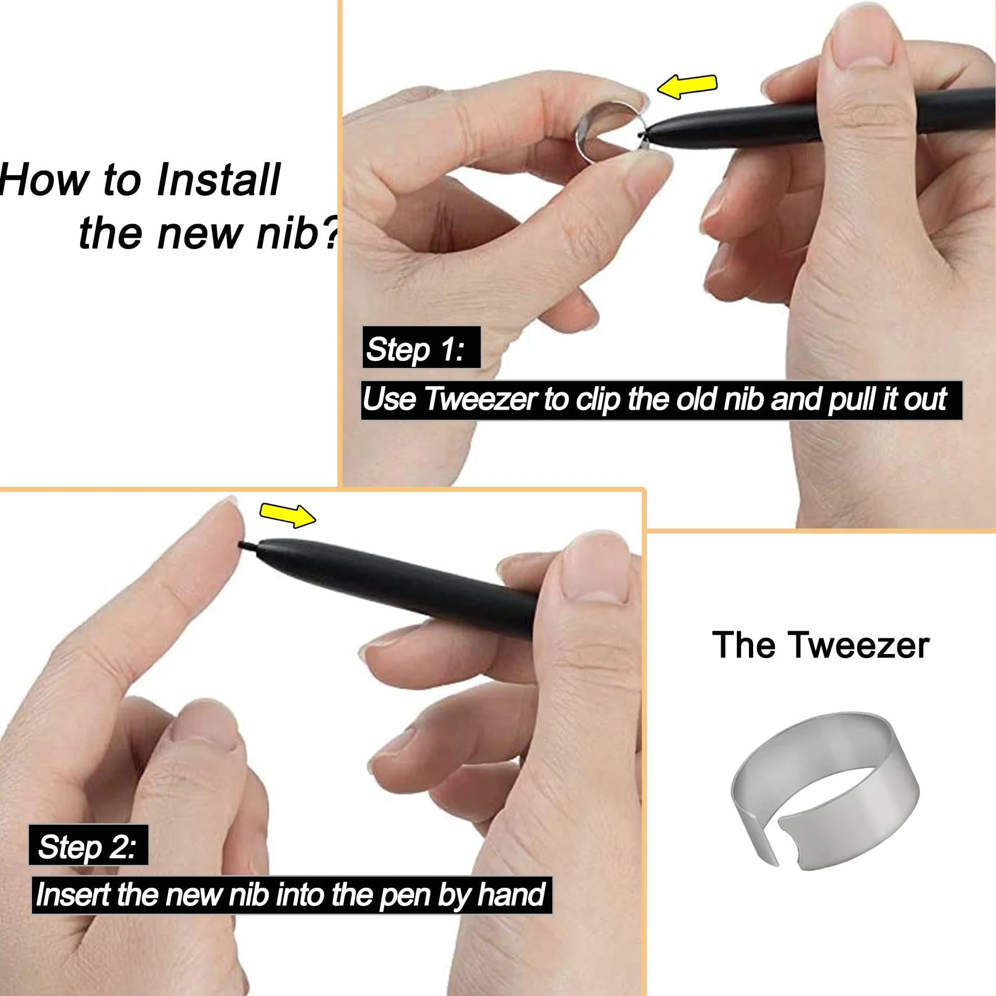 [10 sztuk] Wymiana Wskazówki dla Wacom One Standard Pen (2023 Edition) dla Wacom One 13 touch (DTH134) / Wacom One 12 (DTC121) / Wacom One M (CTC6110) / Wacom One S (‎‎ CTC411 0), Czarny