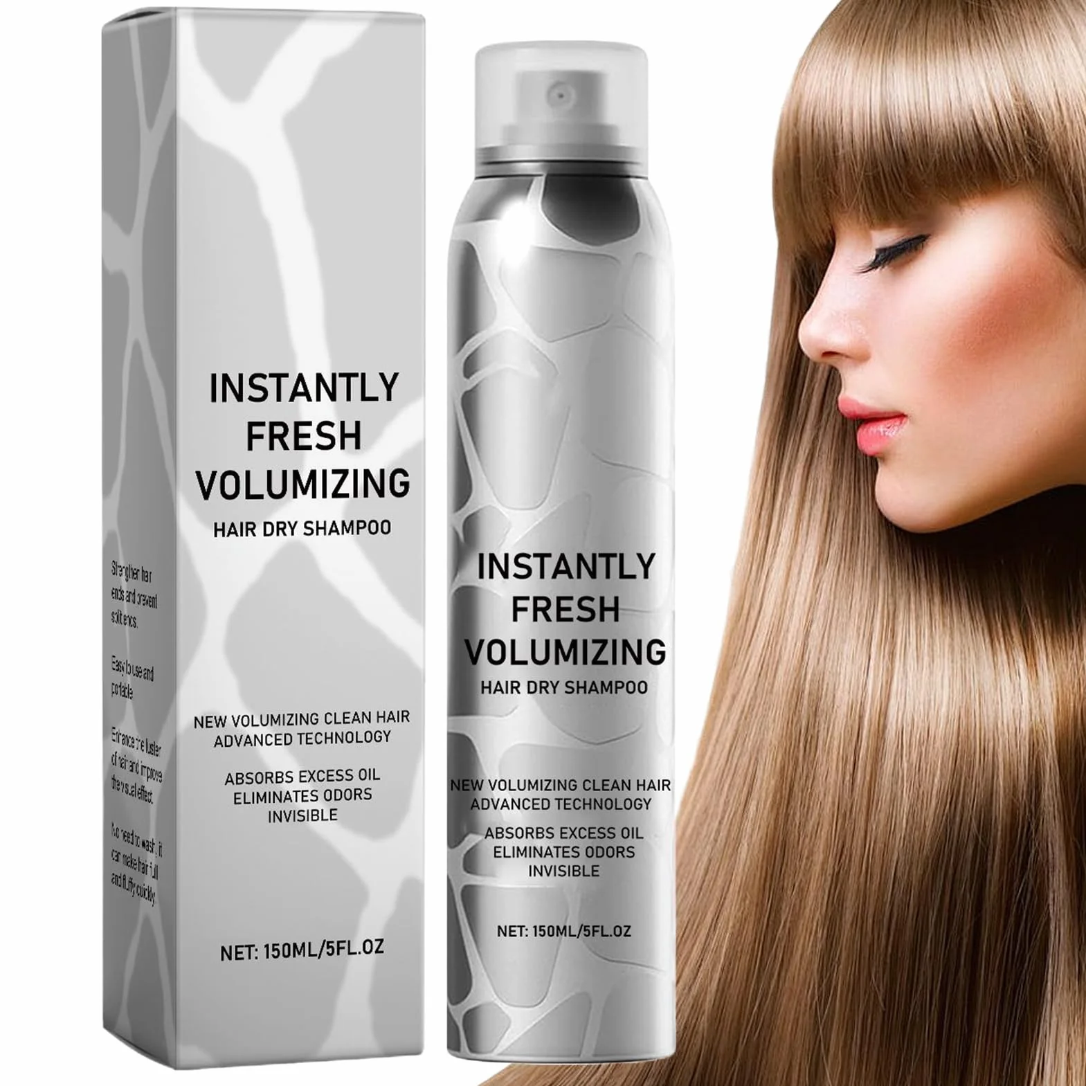 Volumizing Dry Shampoo w sprayu, odświeżający i nawilżający, suchy szampon, natychmiastowe zagęszczenie włosów, cieńszy szampon do włosów, do uzyskania odświeżającego, 150 ml