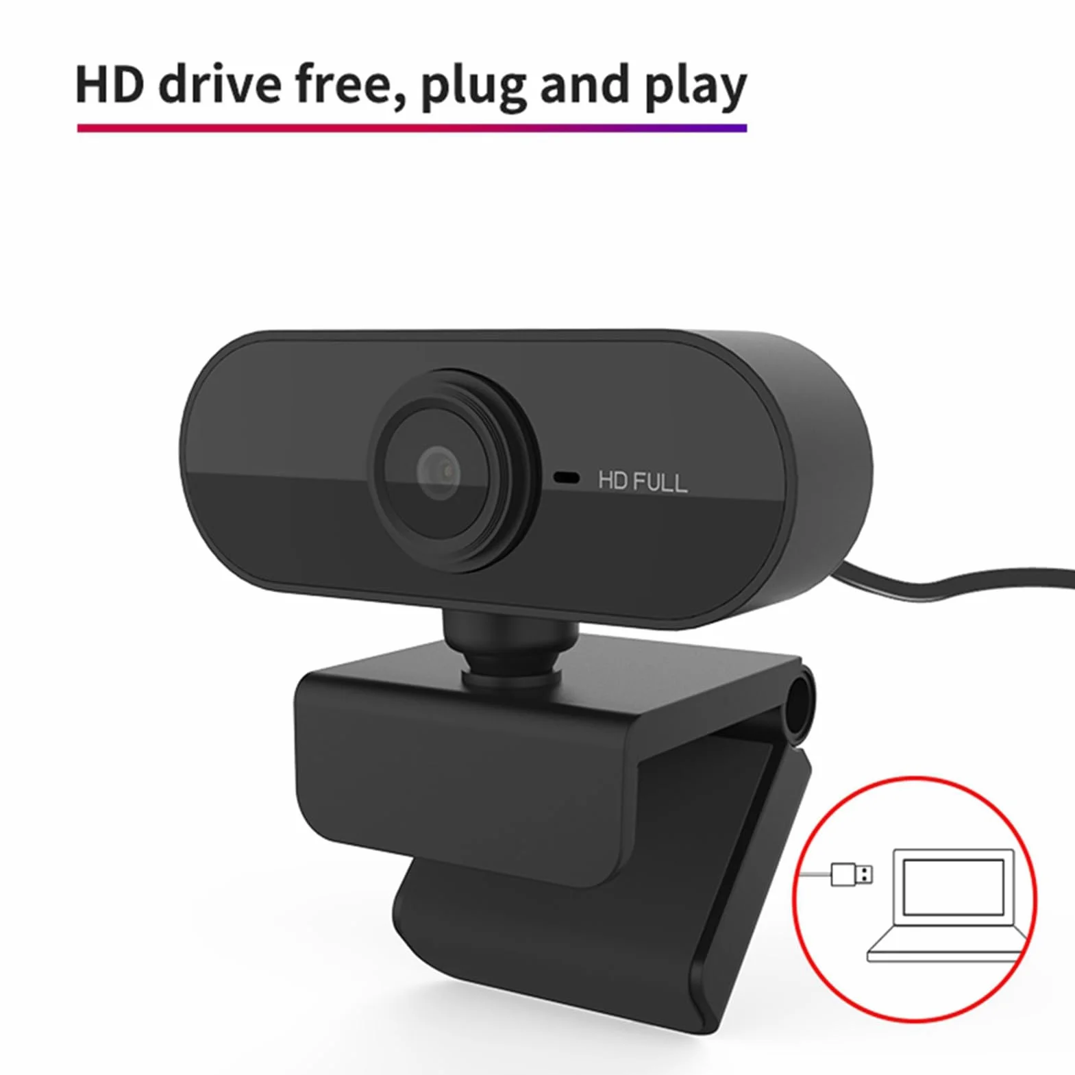 Akozon Full HD 1080P, kamera Circle do rozmów wideo i nagrywania USB, komputer PC, Mac, Laptop, Desktop, Plug & Play, 360° elastyczny obrotowy klips, 1080P z mikrofonem