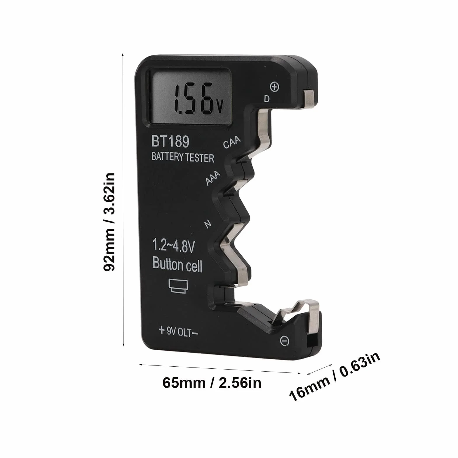 Uniwersalny tester baterii, mały kontroler baterii do baterii guzikowych C, AA, AAA, D, N, 9 V, 6F22, 1,5 V, 3 V