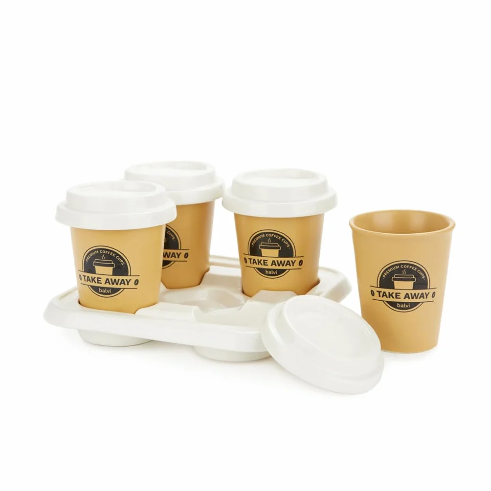 Balvi Filiżanki do kawy Take Away Porcelana 75 ml Brązowy Biały