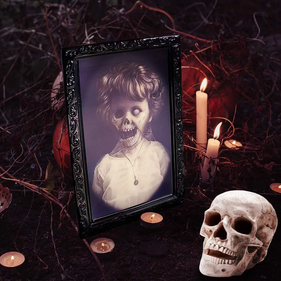 MEISHANG 4 sztuki obrazy na Halloween ramki na zdjęcia 3D dekoracja ścienna