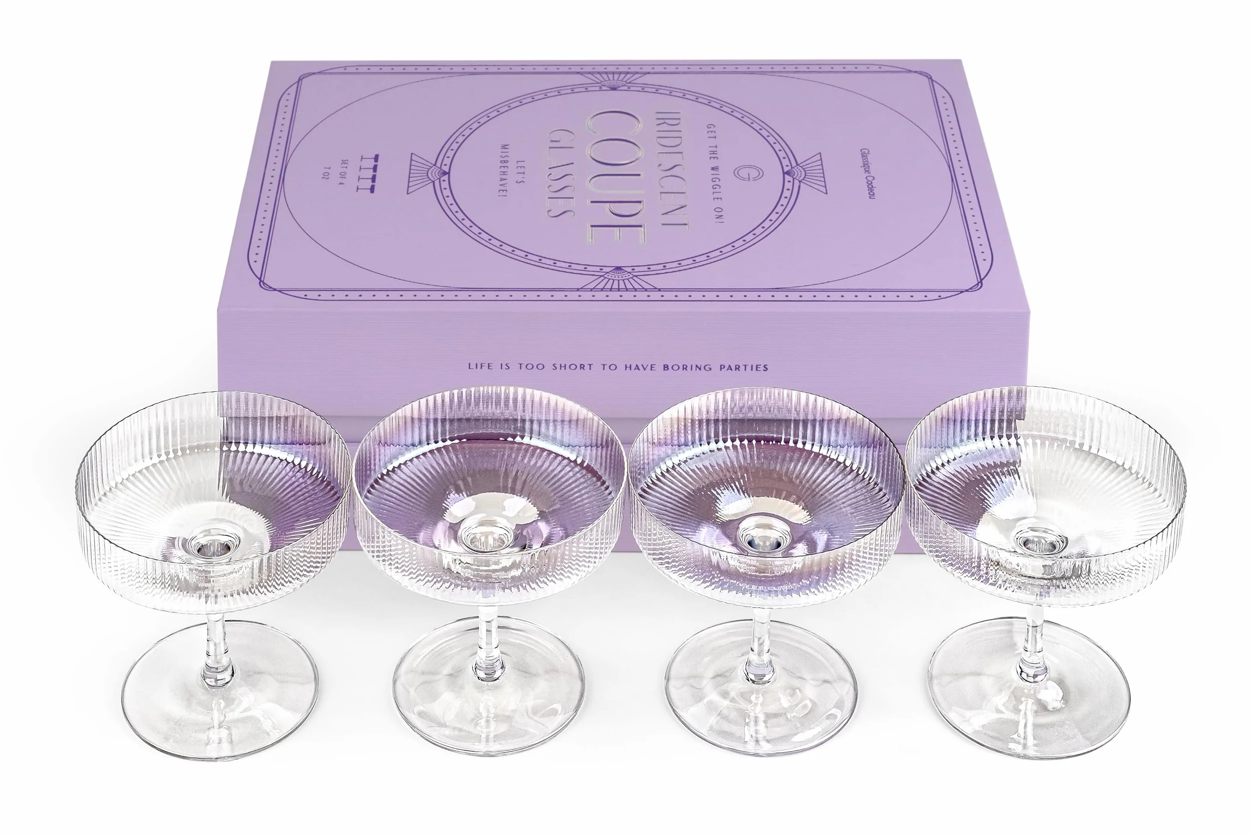Kieliszki Coupe Tęczowe 200 ml Zestaw 4 szt. GLASSIQUE CADEAU Kryształowe Naczynia Koktajlowe
