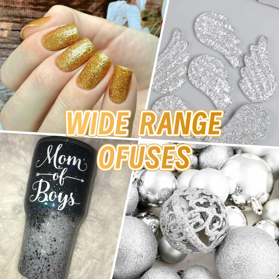 Mesen Glitter voor Ambachten 200g Goud Glitter Poeder Glitter Poeder Glitter Ambachten Glitter Poeder voor Nagels Gezicht Kaarten Maken Ambachten Nail Art (100g Goud + 100g Zilver)