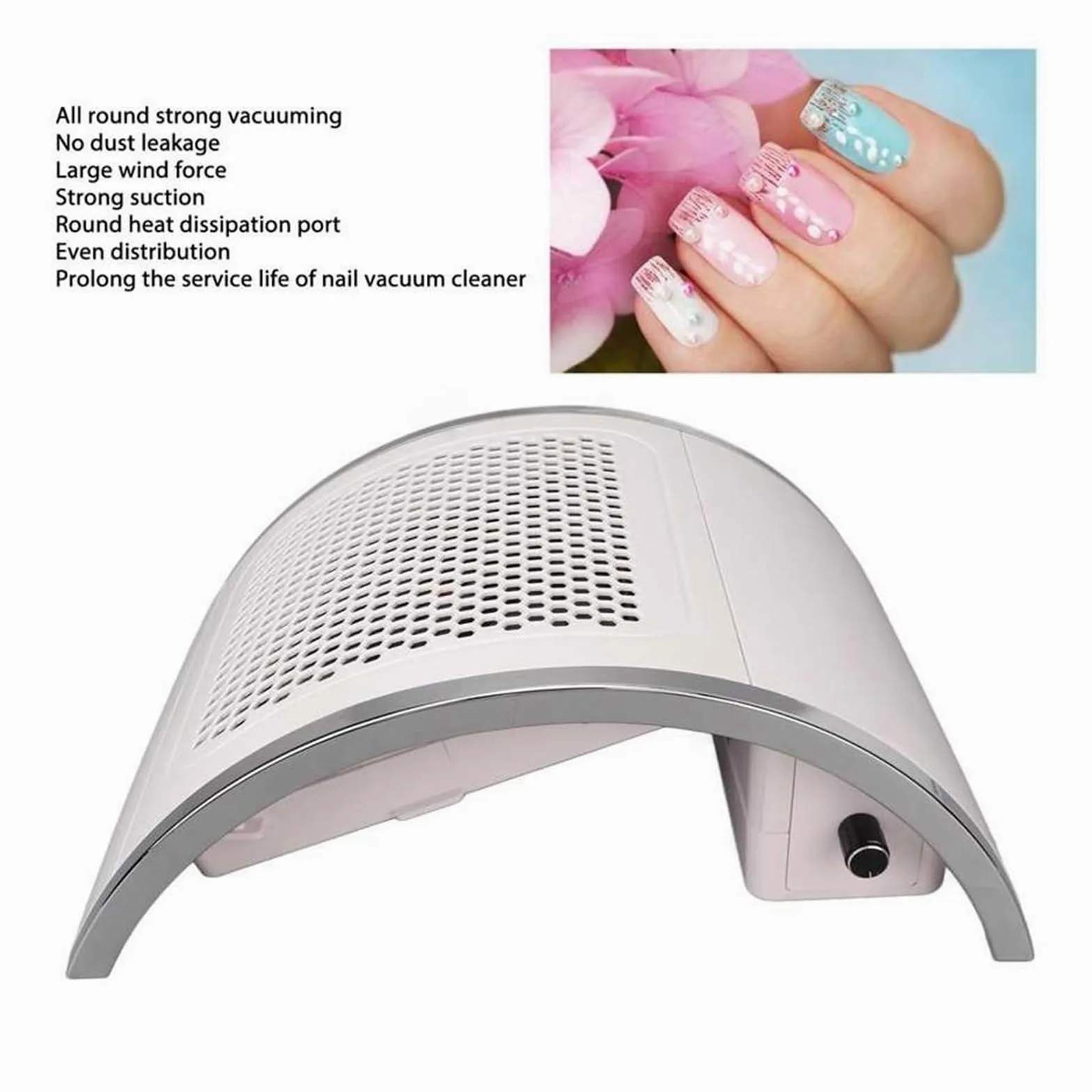 Odkurzacz do paznokci, Odsysacz pyłu do paznokci Biały odkurzacz do paznokci Nail Art Salon kosmetyczny Manicure Sprzęt Akcesoria,do maszyny do salonu manicure