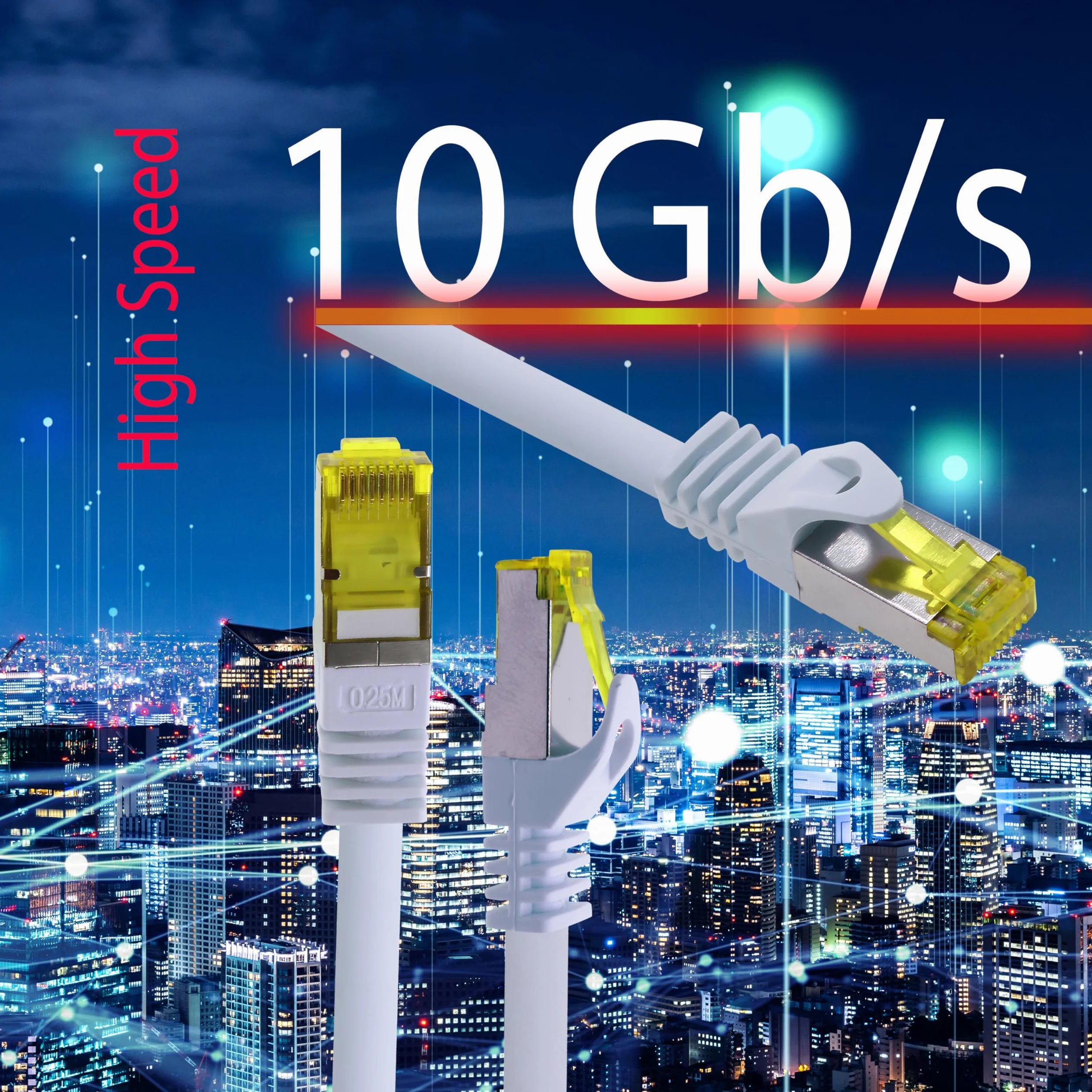5 x 1,0 m - CAT-7 Cat.7 kabel sieciowy, Ethernet, Lan & Patch kabel RJ-45 SFTP 10 GB/s - biały