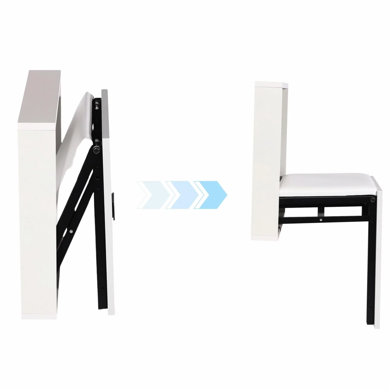 Taboret do wymiany butów z poduszką do siedzenia z PCW, montowany na ścianie, składany taboret do przedpokoju, niewidoczne składane krzesło do korytarza, nośność 150 kg, oszczędność miejsca