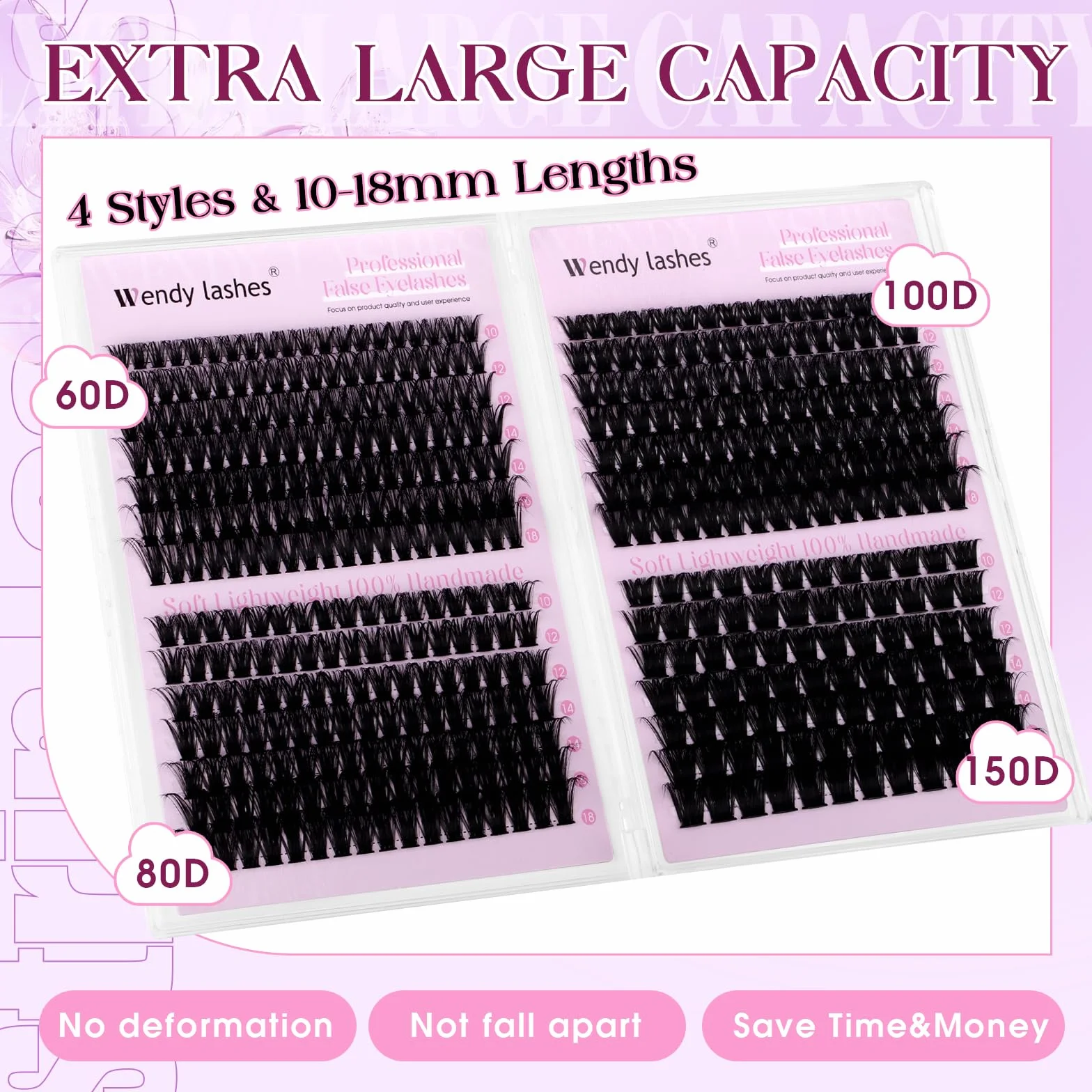 Indywidualne Rzęsy,60D+80D+100D+150D Cluster Lash D-Curl Puszyste Individual Eyelashes10-18mm do przedłużania rzęs DIY