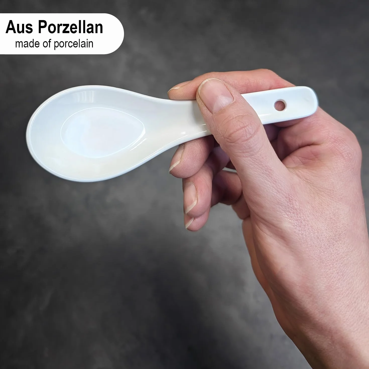 COM-FOUR® 6x azjatyckie lyzki do zupy - lyzki do ryzu z bialej porcelany - lyzki do serwowania misek ryzowych, ramenu, przystawek, deserów - zestaw lyzek porcelanowych (6 sztuk - biale)