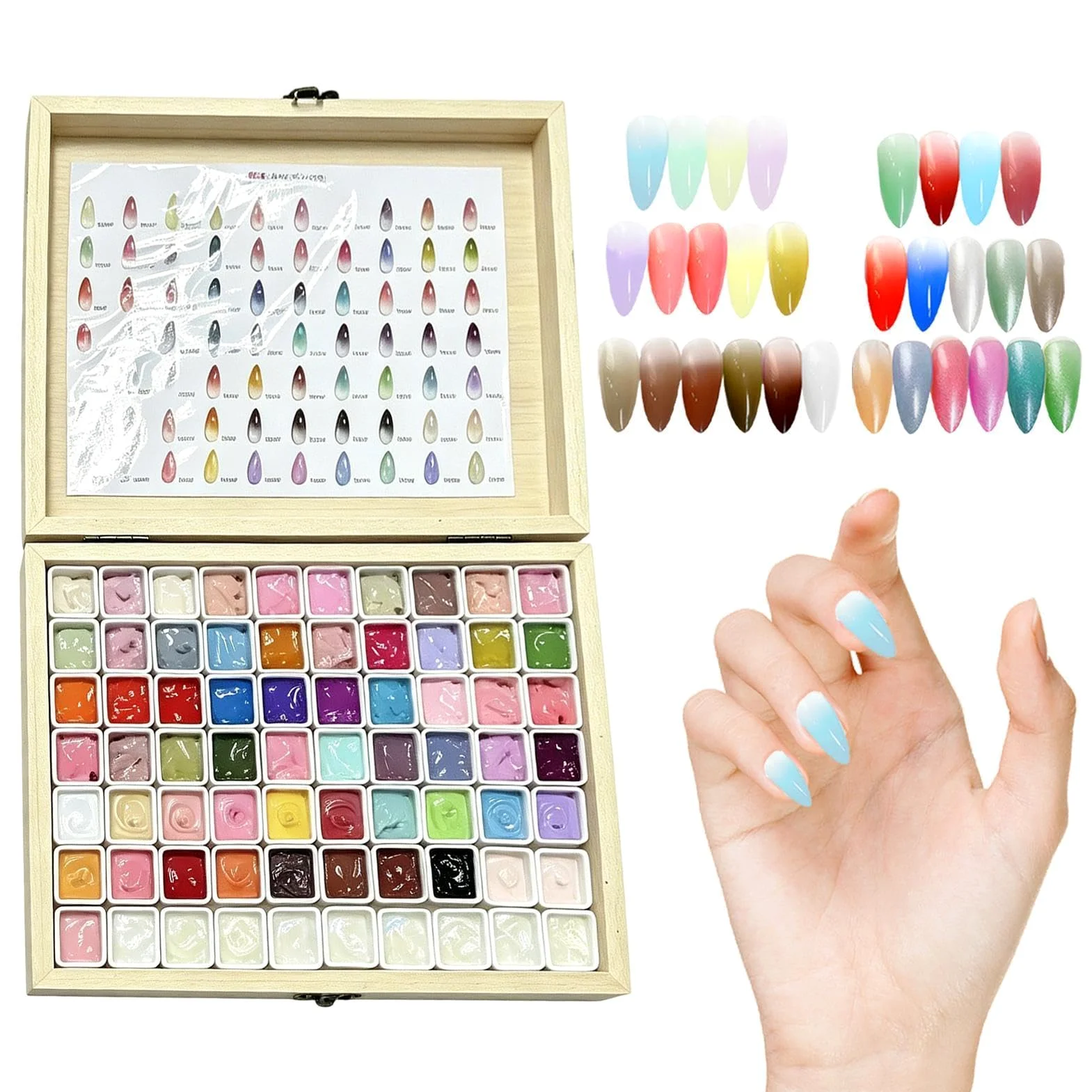 Farba Żelowa Paleta 70 kolorów manicure artystycznego z techniką | Paleta Żeli Malarskich dla początkujących, kobiet, dziewczyn, w domu, salonie, podróży, na imprezy, spa i studio