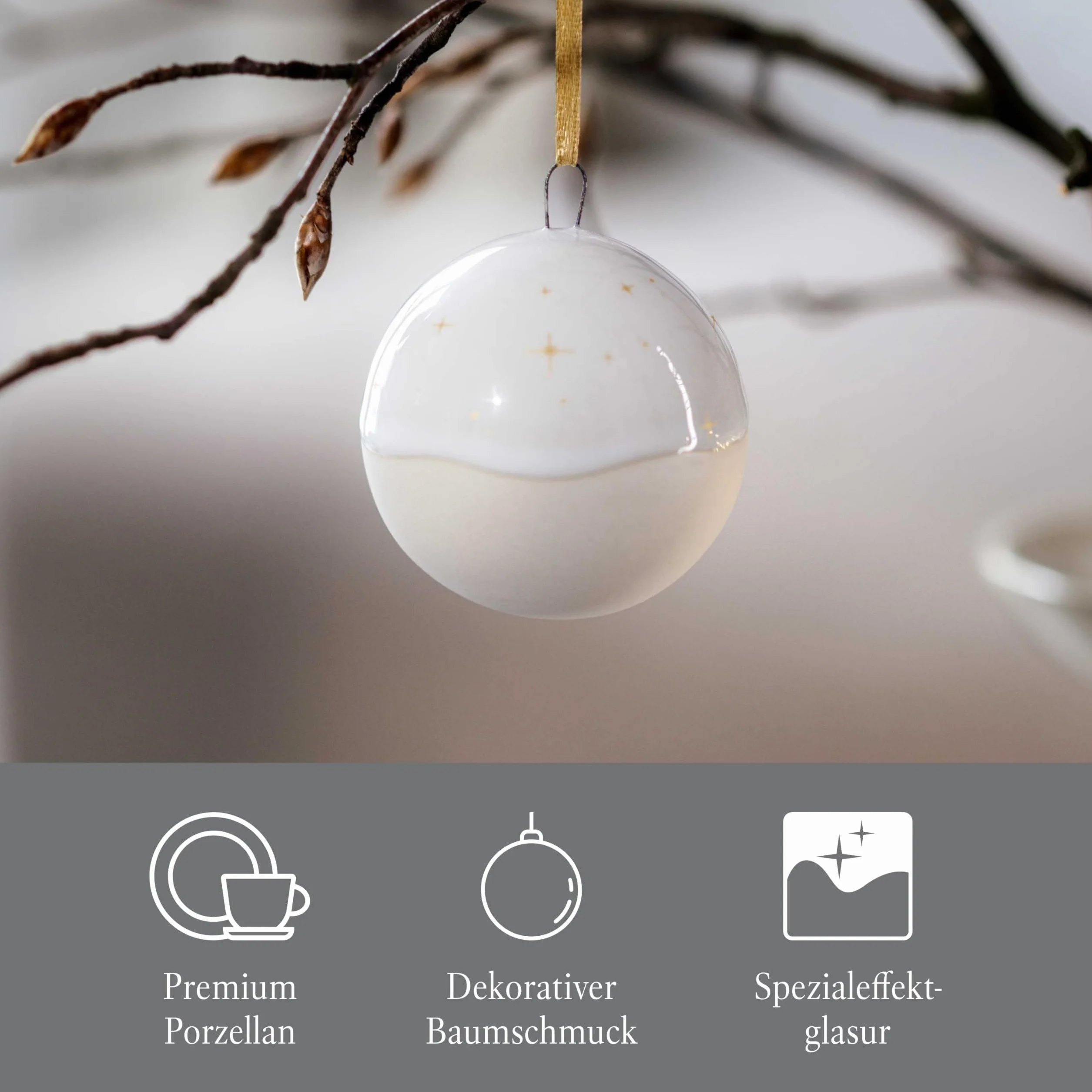Villeroy & Boch ozdobna bombka Winter Glow dekoracja świąteczna z porcelany Premium