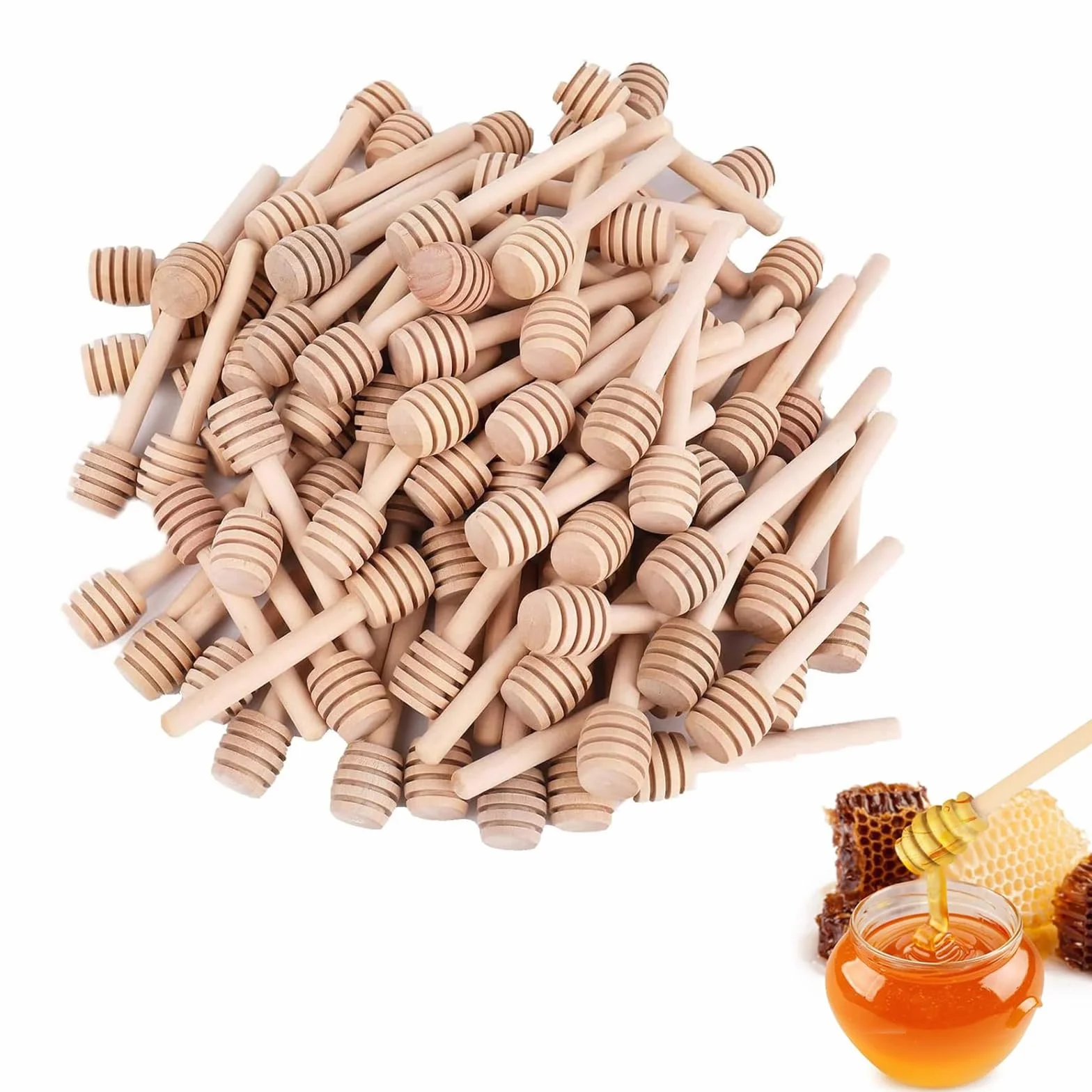 Drewniane łyżki do miodu 50 sztuk 8 cm spirala miodowa wielokrotnego użytku