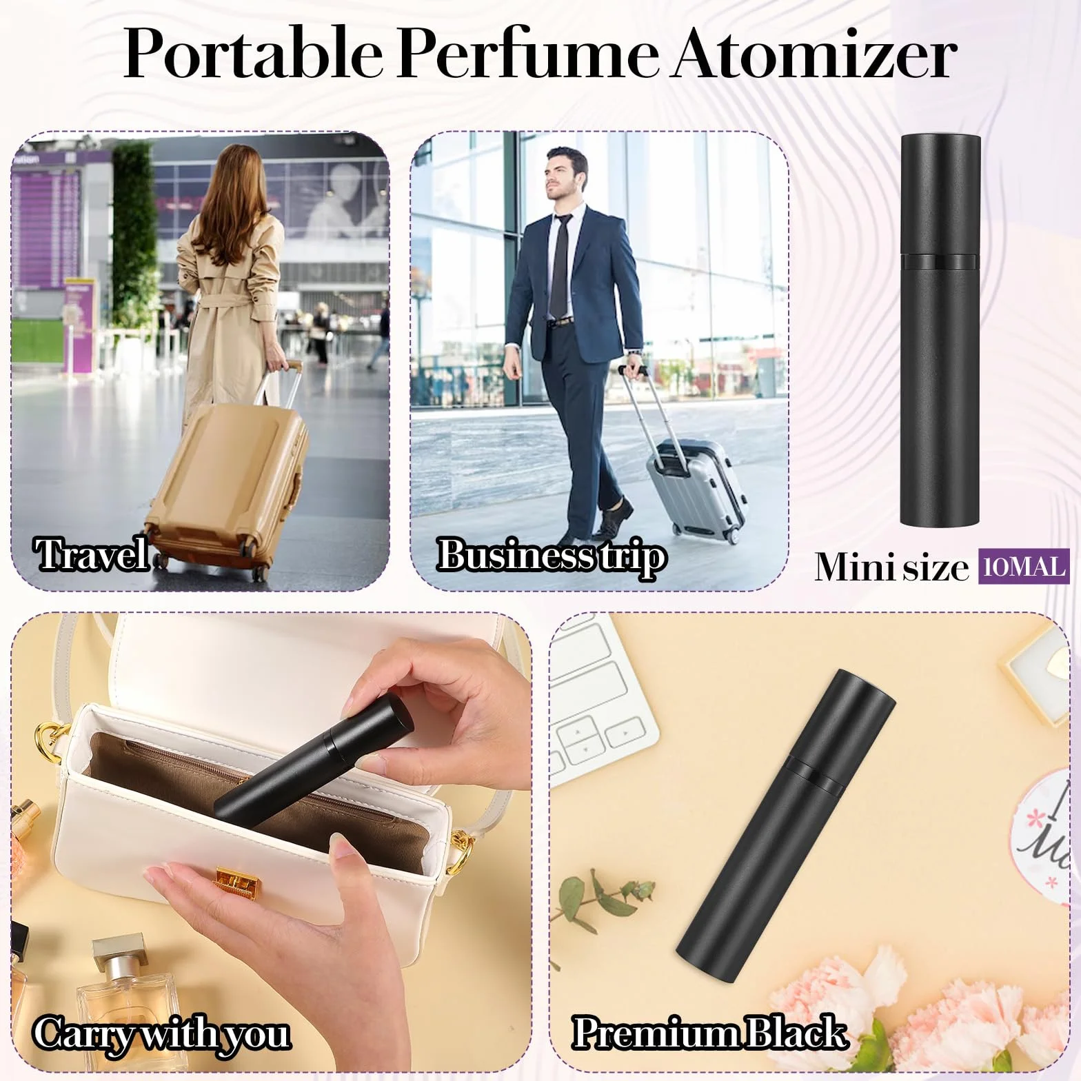 Mini rozpylacz perfum do wielokrotnego napełniania, przenośny podróżny perfumy do wielokrotnego napełniania, szczelny, pusty dozownik wody kolońskiej, 10 ml, butelka z rozpylaczem, do