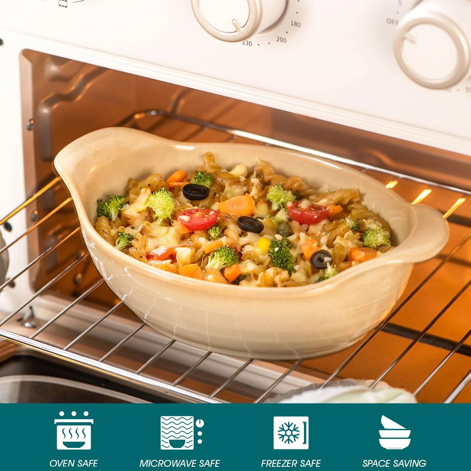 vancasso Prestige Zestaw 2 prostokątnych kamionkowych dań do pieca do lasagne, Pizze, ciast - 23x15,5x7cm