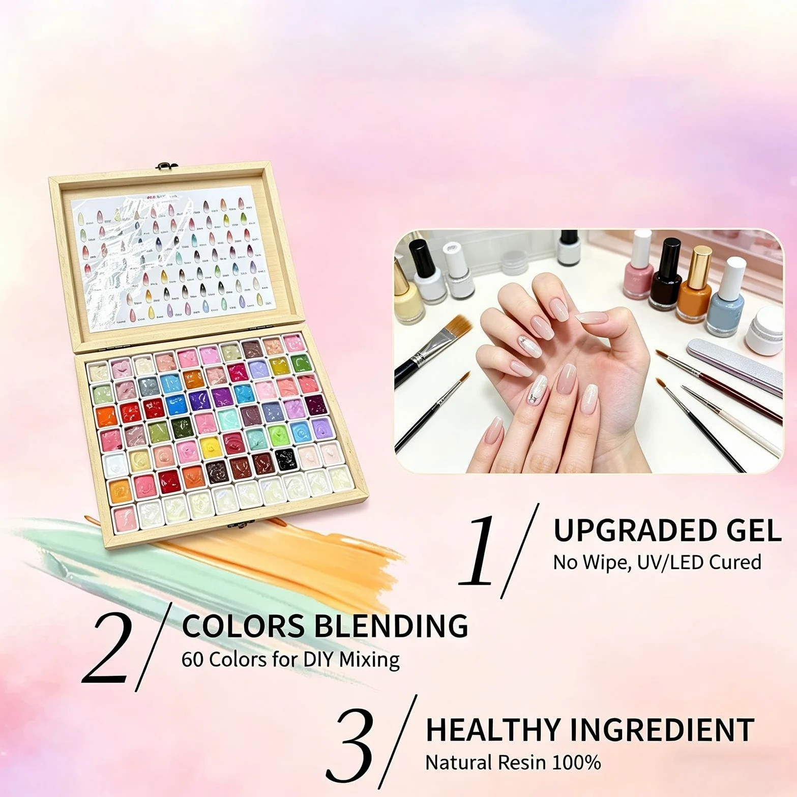 Żel Do Malowania Paznokci Paleta 70 kolorów manicure artystycznego z | Paleta Żeli Malarskich dla początkujących, kobiet, dziewczyn, w domu, salonie, podróży, na imprezy, spa