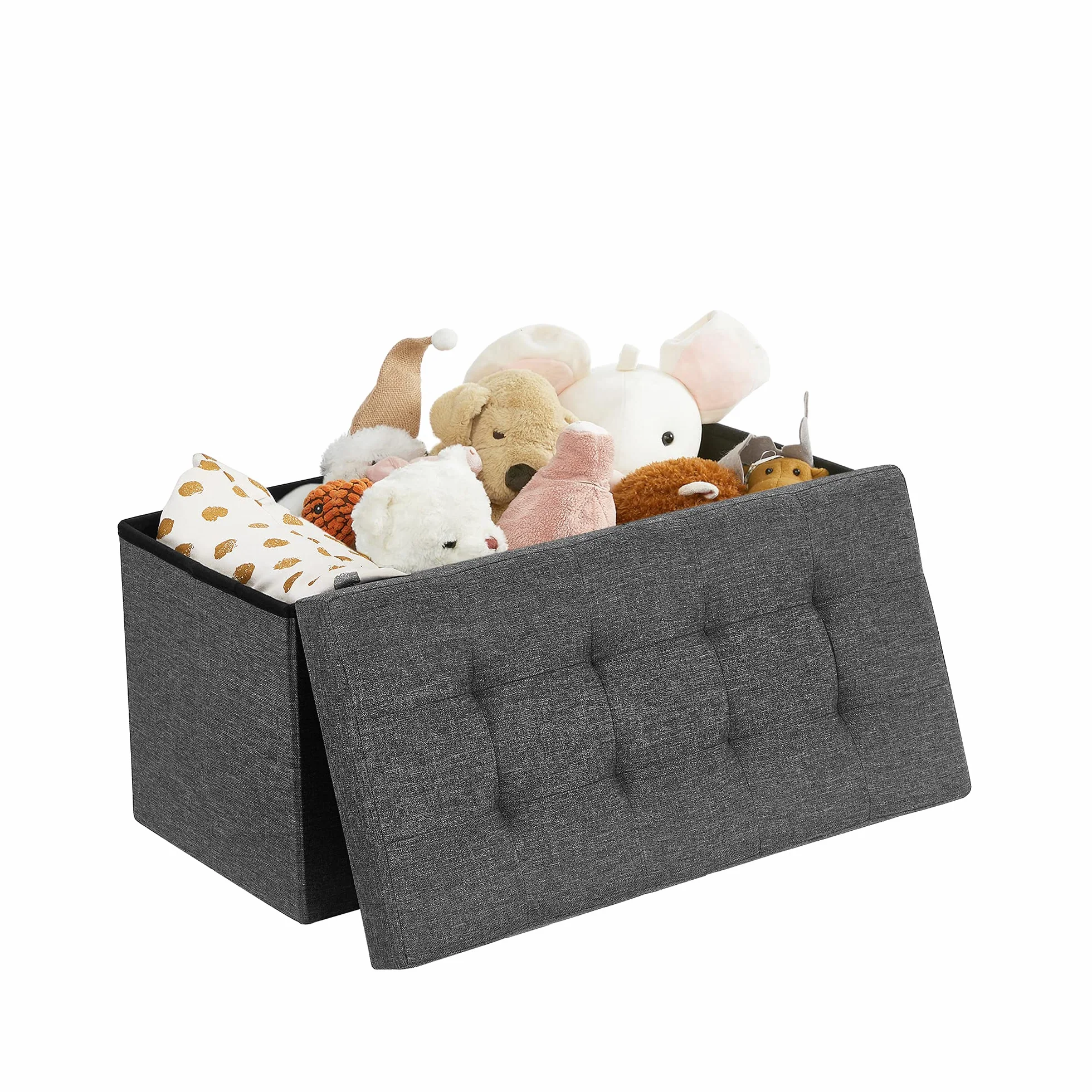 SONGMICS Ławka do siedzenia ze schowkiem składana 38 x 76 x 38 cm obciążenie 300 kg