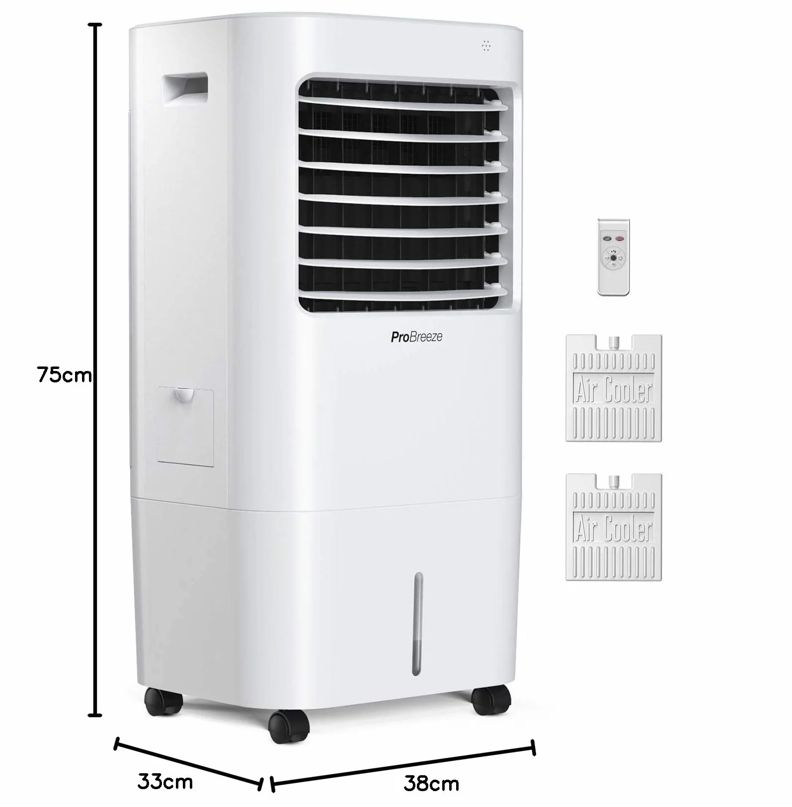 Pro Breeze Przenośny Klimatyzer 4w1 – Klimator Ewaporacyjny z Nawilżaczem, Oscylacją, Zdalnym Sterowaniem, 3 Prędkości, Timer 7h, Tryb Nocny, Zbiornik 10L, Biały