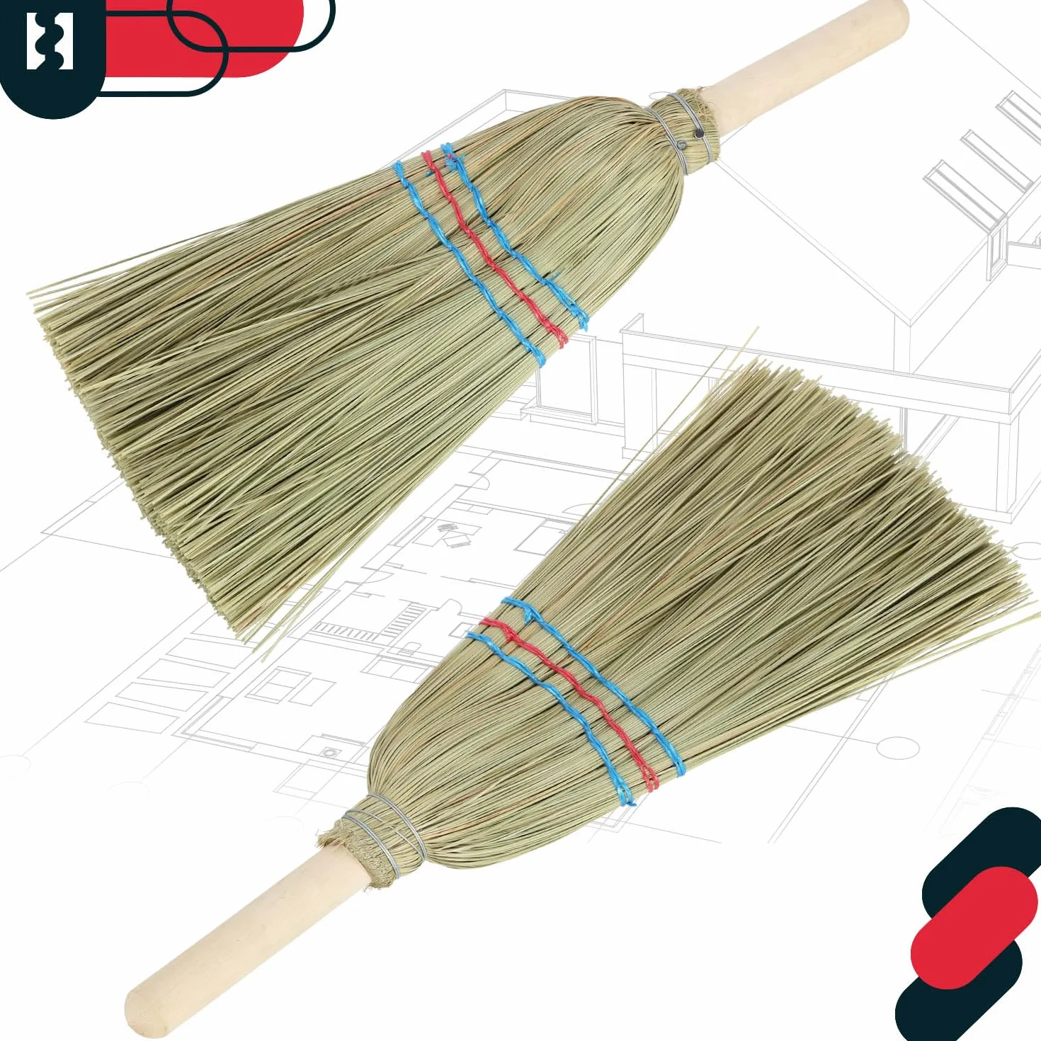 KOTARBAU® Mini szczotka do ryżu 20 cm z drewnianym trzonkiem 10 cm zmiotka ręczna