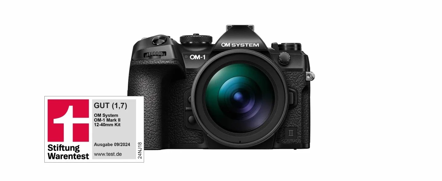 OM SYSTEM OM-1 Mark II Aparat fotograficzny z systemem Micro Four Thirds,matrycą BSI o rozdzielczości 20 MP,5-osiową stabilizacją obrazu, kolor czarny,z obiektywem M.Zuiko Digital 12-40 mm f2.8 PRO II
