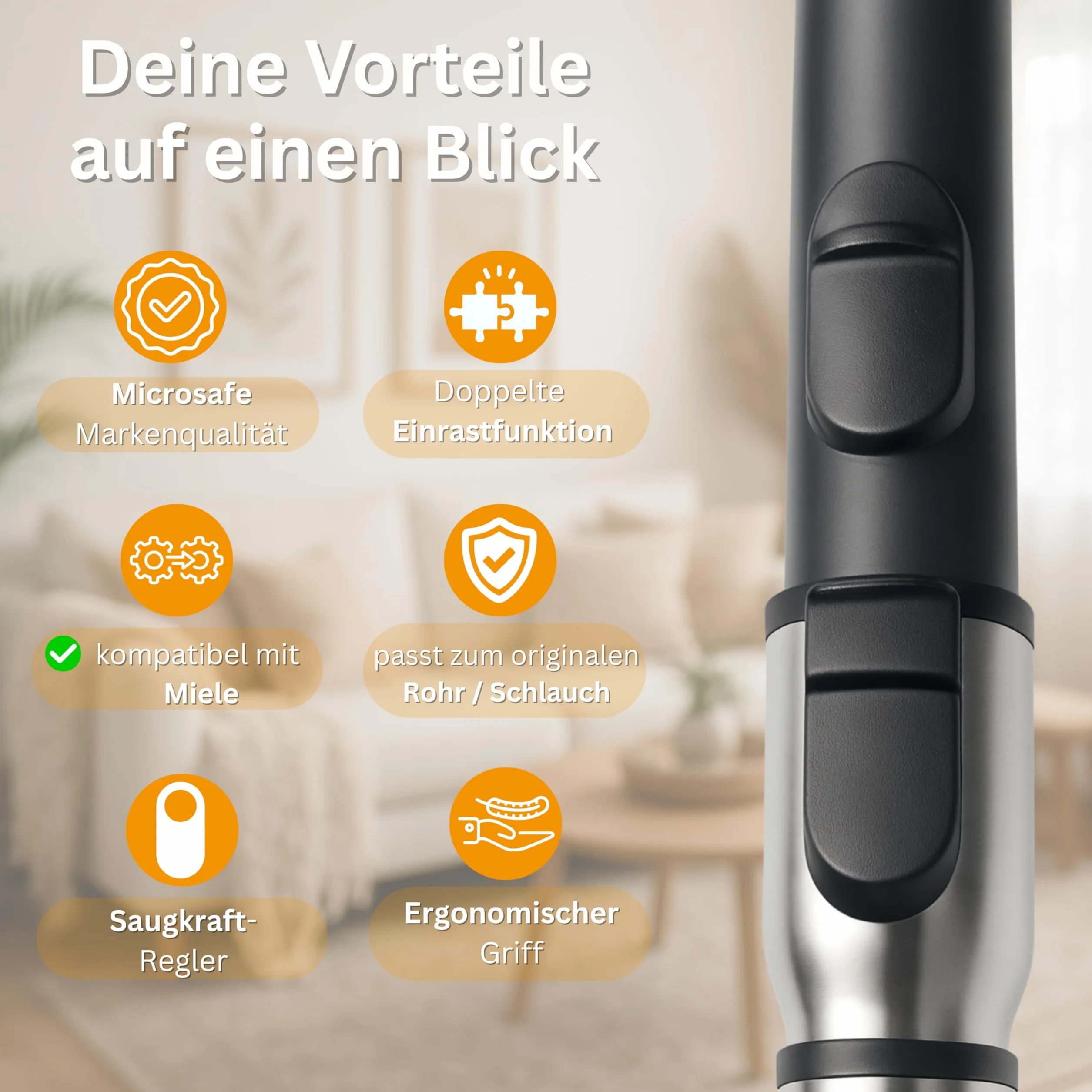 Uchwyt do Miele S 771 Tango S 712 Tango Plus Comfort rura uchwytu Ø 35 mm firmy Microsafe