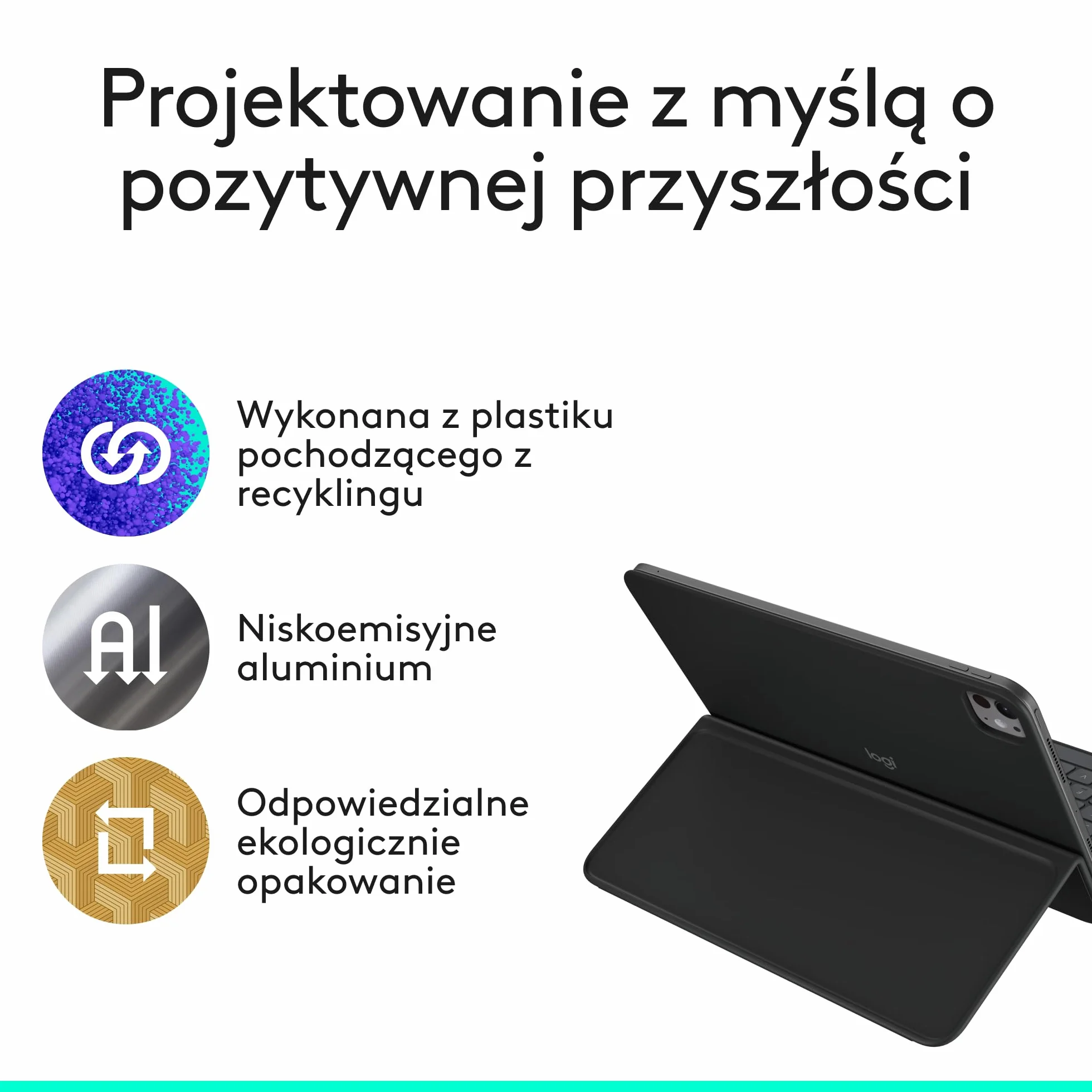Logitech Flip Folio, etui z klawiaturą do iPada Pro 11 cali (M4 i M5) i iPada Air 11 cali (M2 i M3) (5. generacja — 2024) – chowane etui ochronne do obsługi wielu urządzeń, QWERTY US INT'L – grafitowe