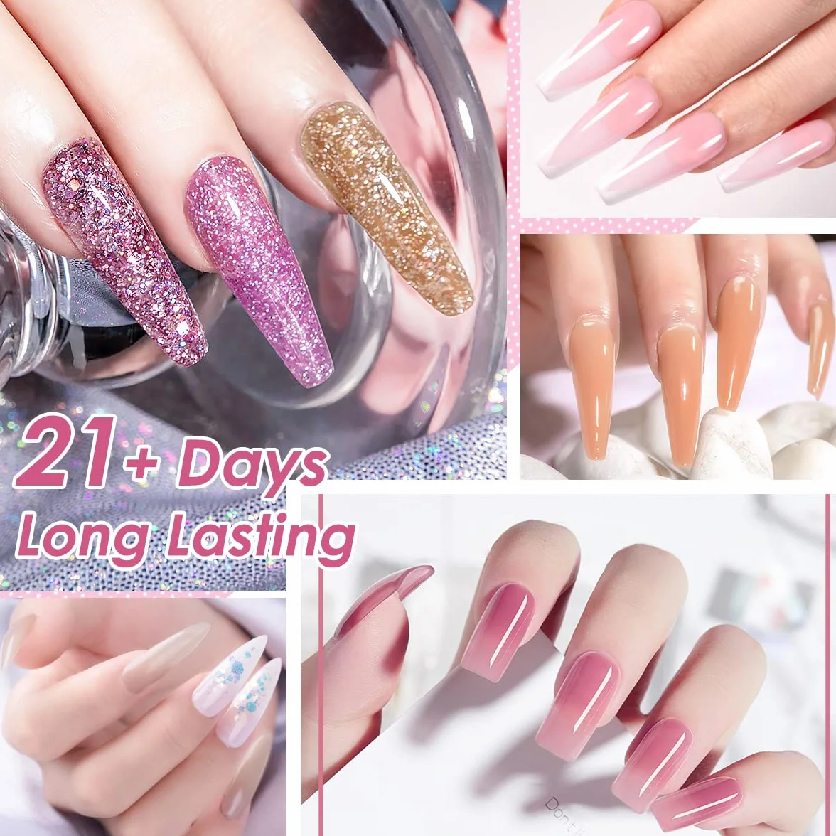 TopDirect Zestaw do przedłużania paznokci żelowych, z lampą 48 W, 8 kolorów + 4 kolory lakieru do paznokci Shellac z bazą i topem, 100 tipsów do stylizacji paznokci, kompletny zestaw startowy