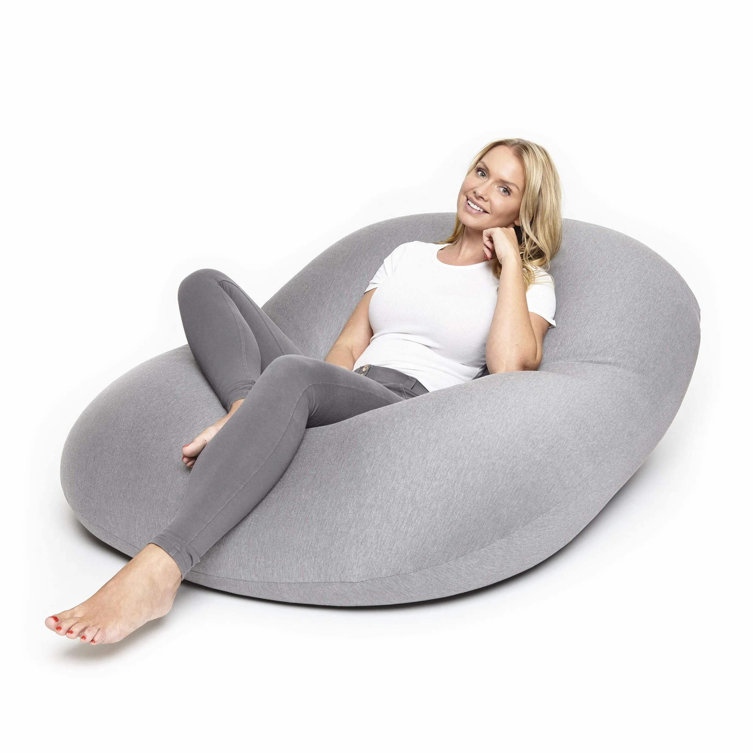 Lumaland Flexi Comfort worek do siedzenia Big | Elastyczne premium bean bag | 155 x 100 cm poduszka do siedzenia | Idealny do leżenia lub siedzenia | Fotel i sofa dla dzieci i dorosłych [jasnoszary]