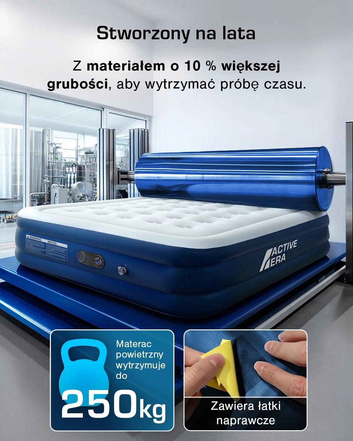 Active Era Materac Samopompujący Podwójny 200x150 cm z Wbudowaną Pompą Powietrza Wodoodporny