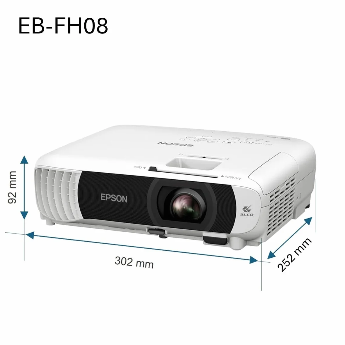 Epson EB-FH08 projektor 3LCD (3600 lumenów) 337 cali, przekątna ekranu ok. 8,56 m, 2 HDMI, 1920 x 1080p FullHD, funkcja dzielonego ekranu