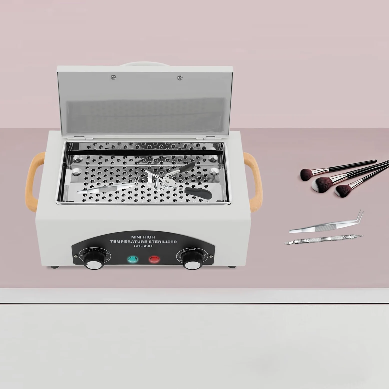 Sterylizator wysokotemperaturowy, dezynfekcja gorącym powietrzem do narzędzi do paznokci, 300 W, 2 l, 220 ℃, urządzenie do sterylizacji na sucho, artykuł do czyszczenia pielęgnacji stóp, tatuażu,