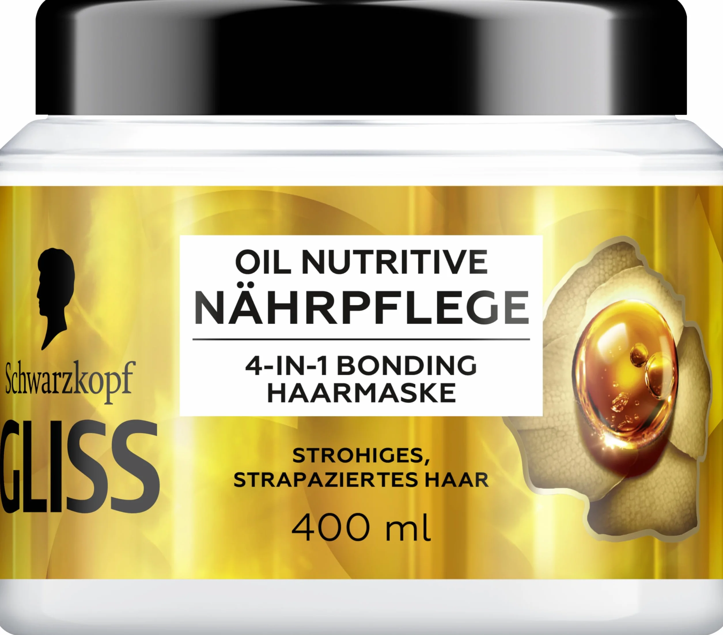 Gliss 4 w 1 kuracja odżywcza Oil Nutritive (400 ml), kuracja do włosów z systemem HAPTIQ i olejkiem Marula odżywia słomkowe, zniszczone włosy, maska do włosów zapewnia zmysłową elastyczność
