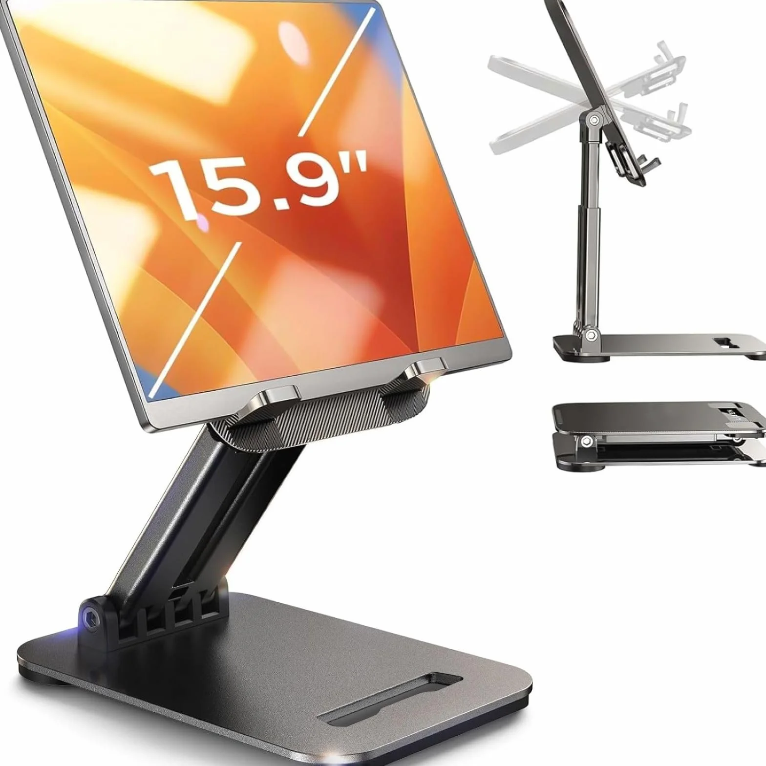 LISEN Stojak na tablet iPad stojak na biurko, składany dom biuro akcesoria na biurko podróż do iPada uchwyt akademik College Essentials przenośny stojak na monitor pasuje do kart Kindle iPhone 4-16