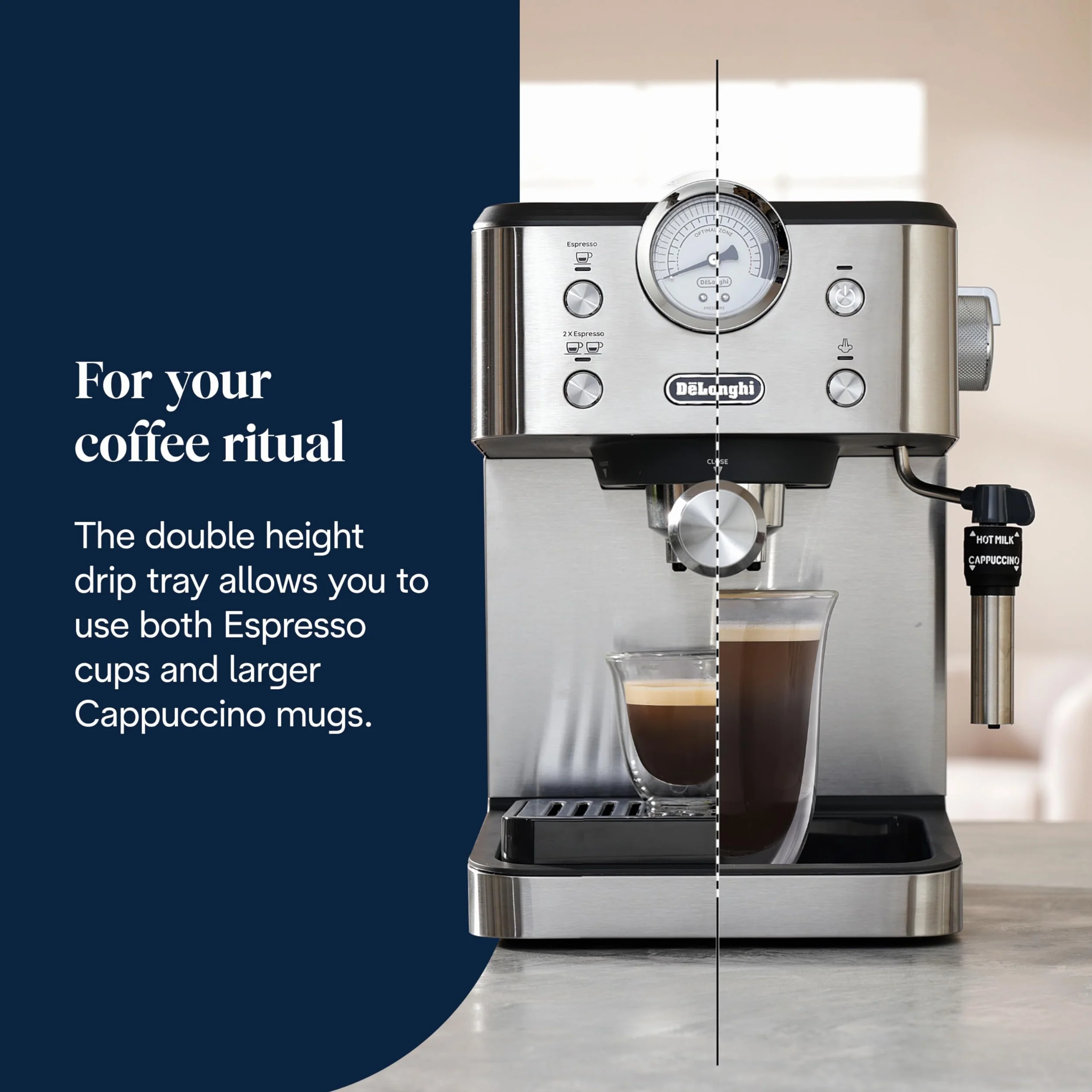 De'Longhi Linea Classic EM450.M ręczny ekspres do kawy 15 barów stal