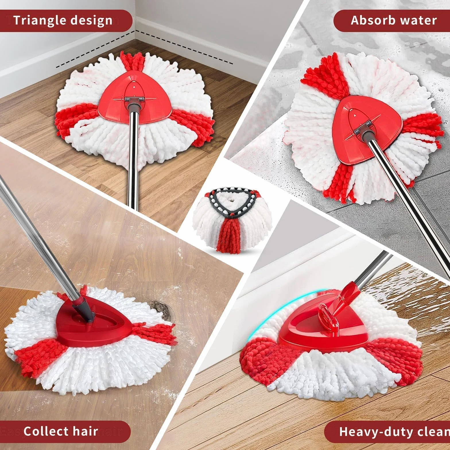 3 sztuki głowic mopa kompatybilnego, wymienne głowice mopa z mikrofibry, mop z mikrofibry, do zestawów Vileda Turbo, EasyWring & Clean, wszystkie podłogi