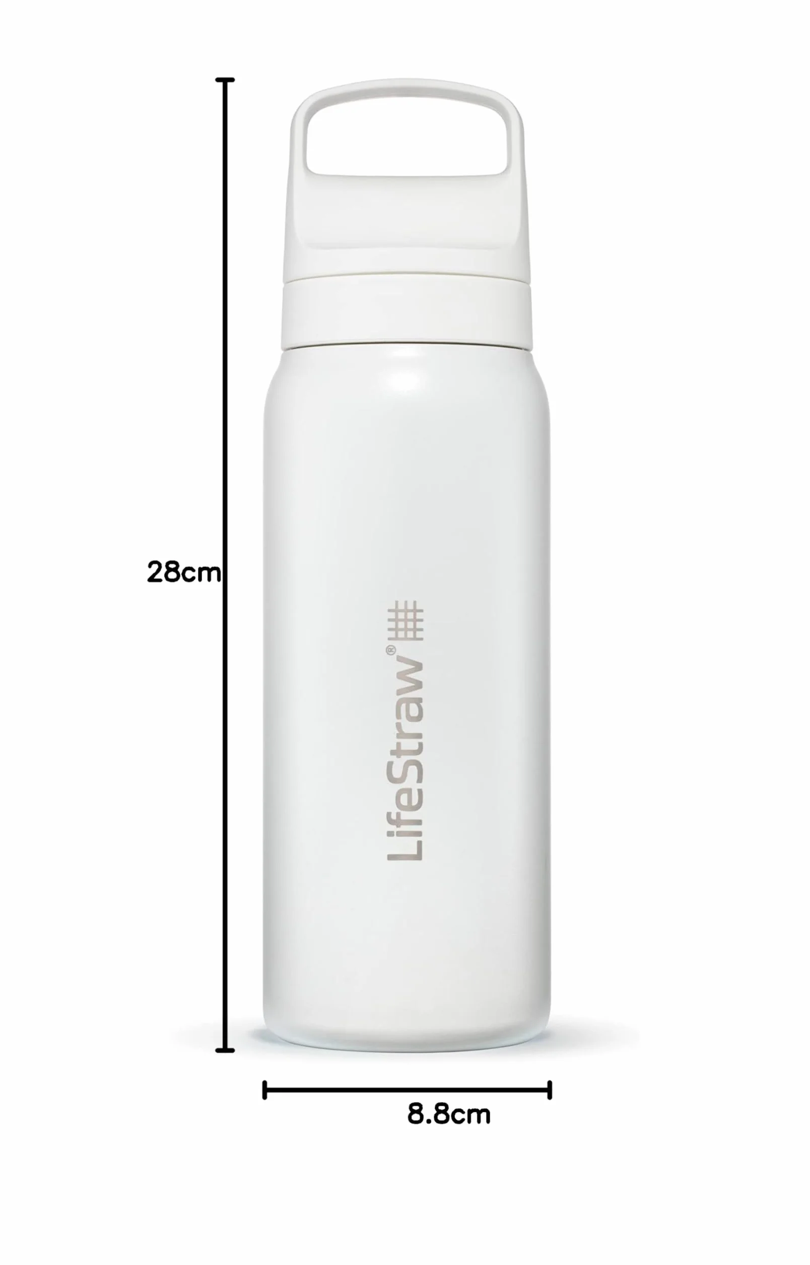 LifeStraw Seria Go – izolowana butelka z filtrem wody ze stali nierdzewnej do podróży i codziennego użytku, usuwa bakterie, pasożyty i mikroplastiki, poprawia smak, 680 ml Polar White