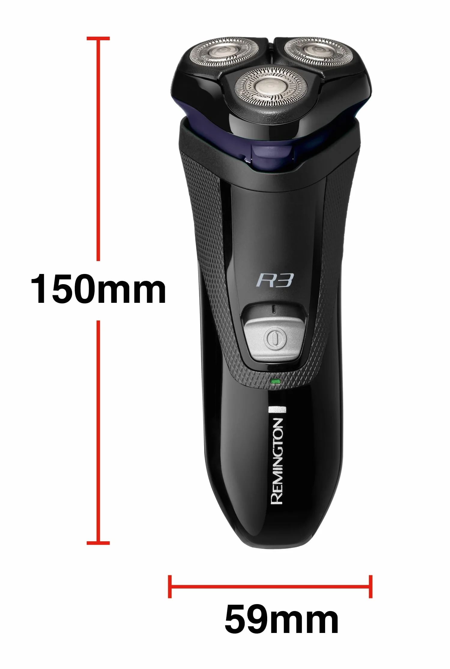 Remington golarka elektryczna, rotacyjna, nakładka do 3-dniowego zarostu, głowica antybakteryjna, przewodowa, wysuwany trymer, na sucho, czarna, uniwerslane napięcie, R3002 R3 Style Series