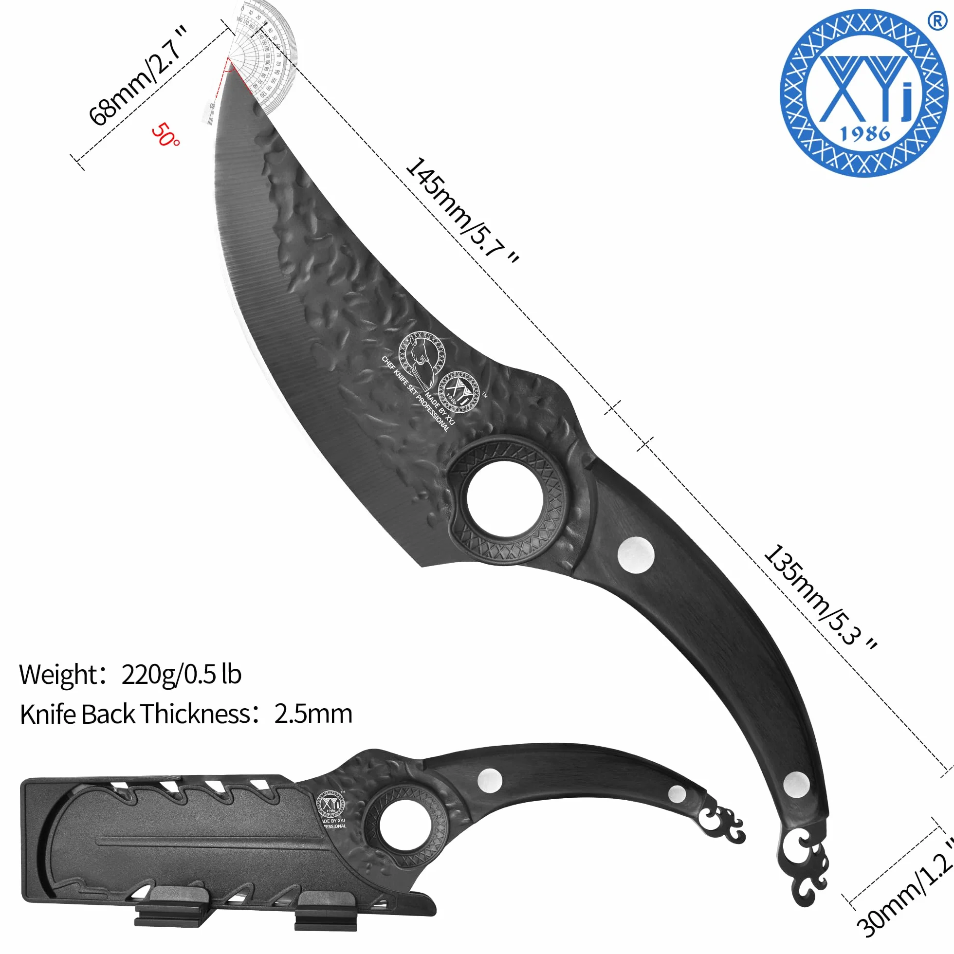 Forged Boning Knife 6 Inch, High Carbon Steel, Full Tang Wood Handle, Chef Knife with Sheath