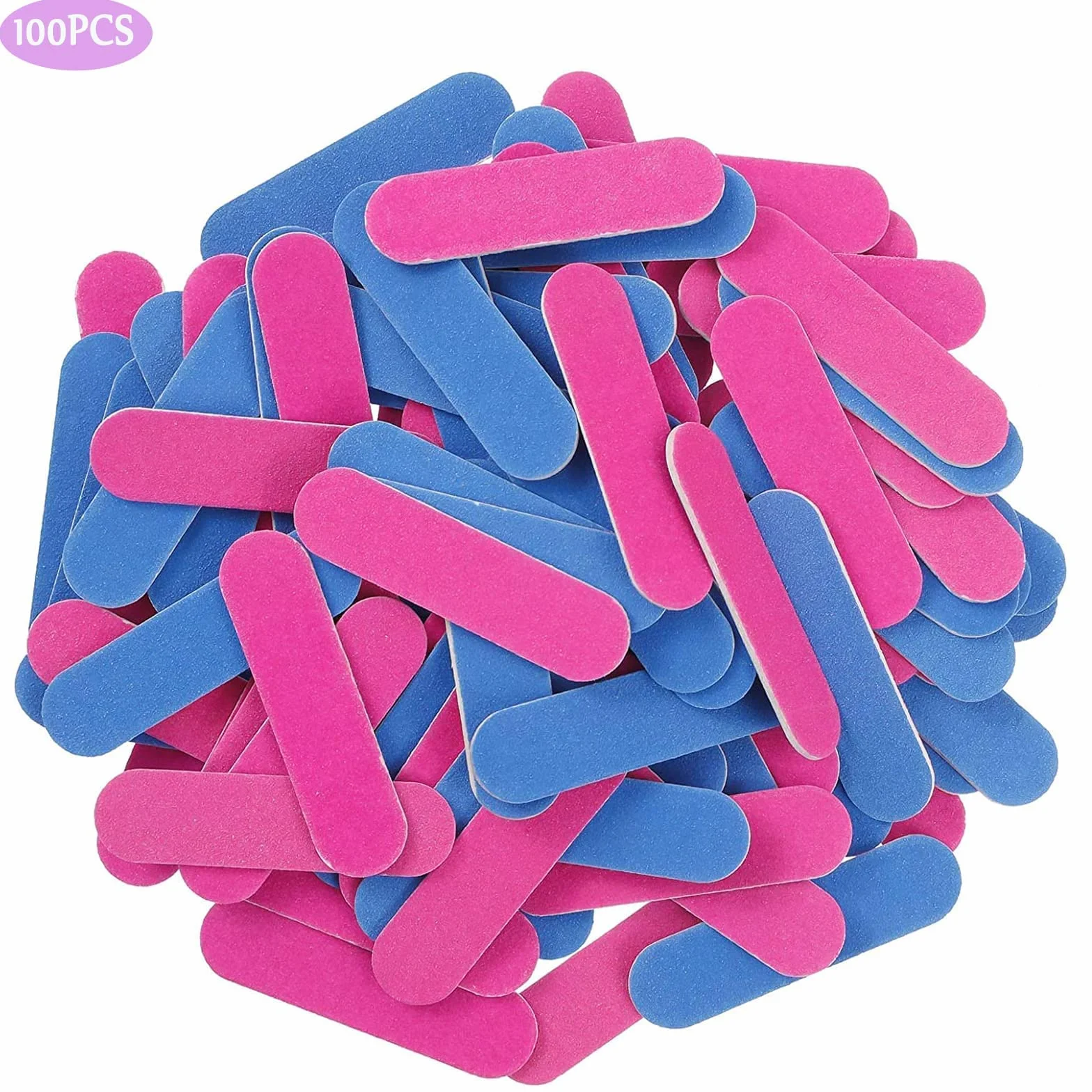 100 mini pilników do paznokci 180/240 Grit dwustronne jednorazowe pilniki do manicure, salonu i domu
