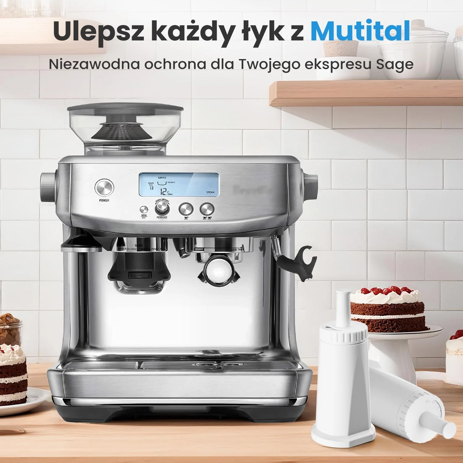 Mutital Zamiennik filtra do w pełni automatycznych ekspresów do kawy Sage Barista Express Pro, filtr wody do SES810/SES880/SES920/SES980/SES980/SES990