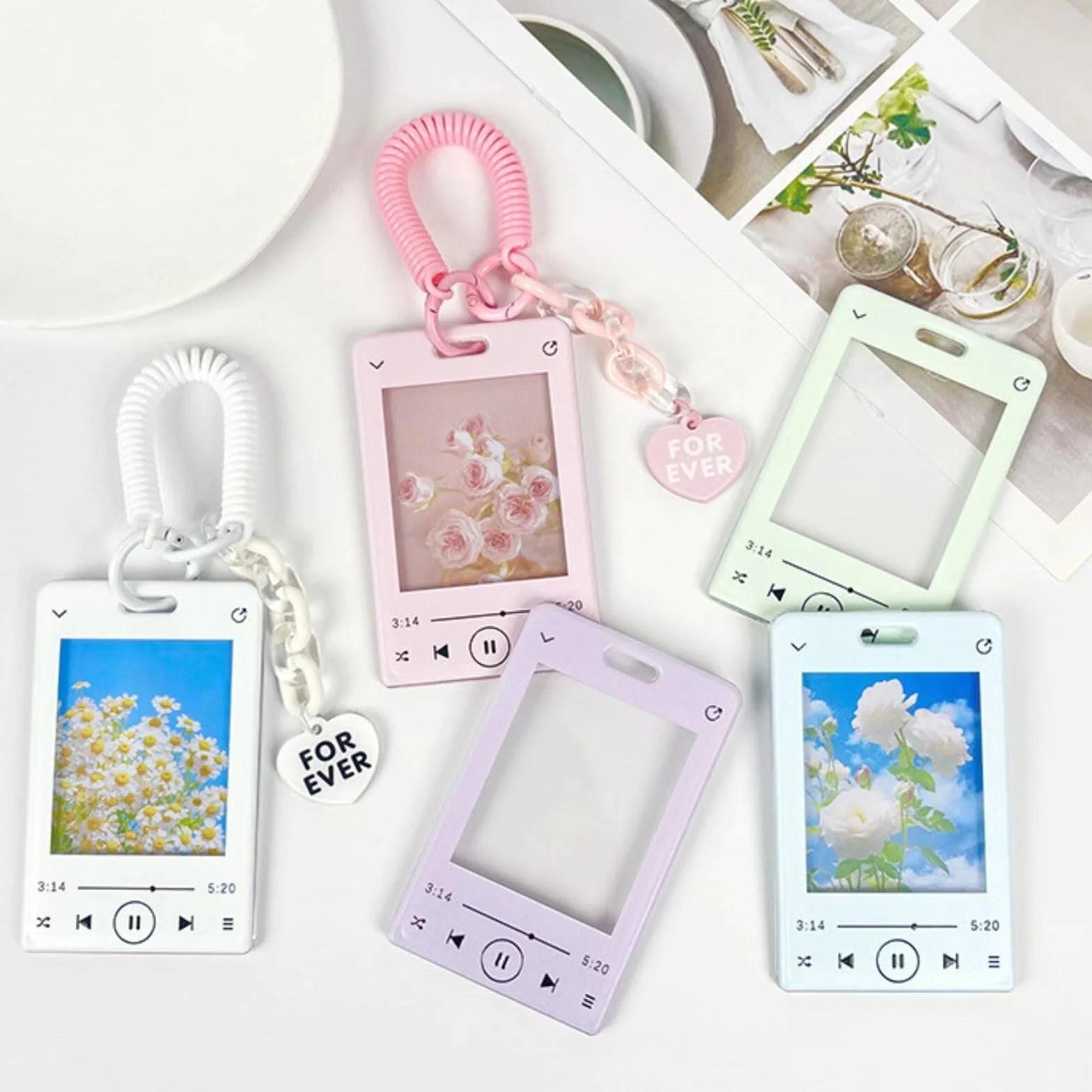 Odtwarzacz muzyczny Kpop, uchwyt na fotokartkę, akrylowe etui na karty, ramki na zdjęcia, górne ładowarki na karty, 7 x 10 cm, uchwyt na karty fotograficzne, brelok Kpop, album Kpop, czarny