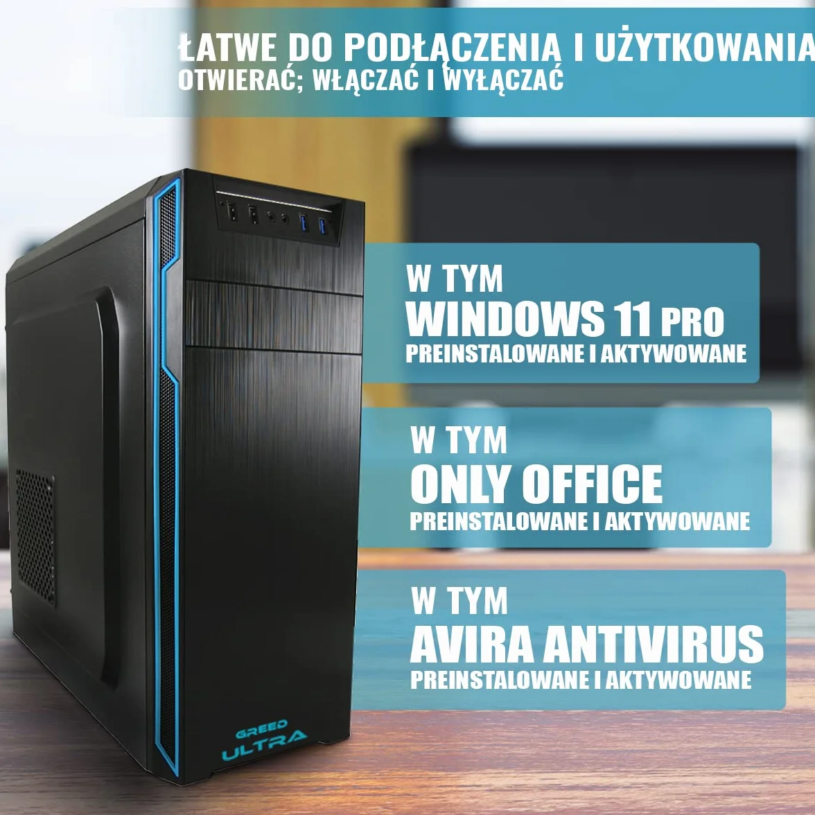 GREED® Ultra PC z Intel Core 12th Gen – szybki komputer + Computer o częstotliwości 4,4 GHz, 16 GB RAM/pamięć operacyjna - 1TB SSD + 1TB HDD - DVD+RW - USB 3.0 - WLAN, Windows 11 Pro