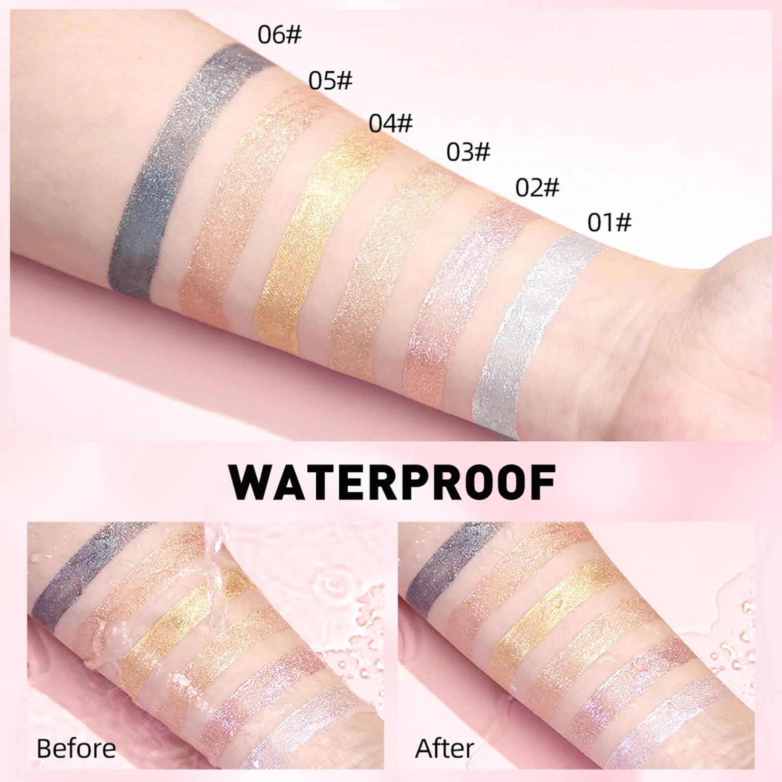 2 szt. Szpilki w płynie, błyszczące, perłowe pomadki, długi kolor, Diamond Eyeshadow, nieprzywierająca powłoka, kolorowa, wodoodporna, jasnoróżowa, jasnoróżowa, lipliner1-2