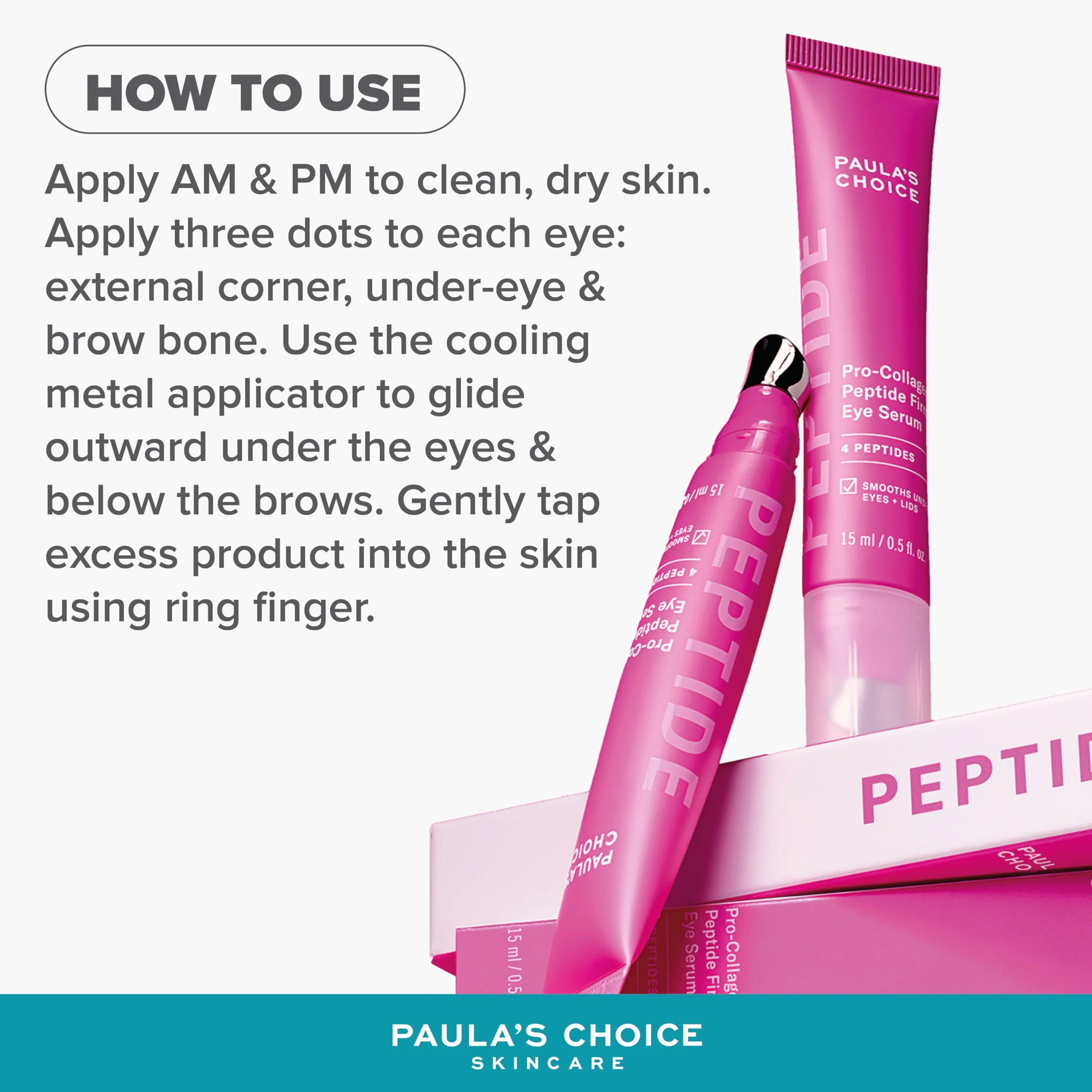 Paula's Choice Pro-Collagen Peptide Serum Pod Oczy - Nawilżający Krem ​Pod Oczy Redukuje Opuchliznę i Ujędrnia – z 4 Peptydami Prokolagenowymi – do Wszystkich Rodzajów Skóry – 15 ml