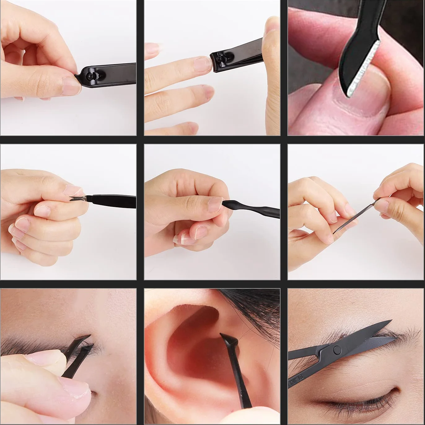Zestaw do manicure, obcinacz do paznokci, profesjonalny zestaw do pedicure, ze stali nierdzewnej, zestaw do pielęgnacji paznokci, 18 szt., z etui na podróż (czarny/niebieski)