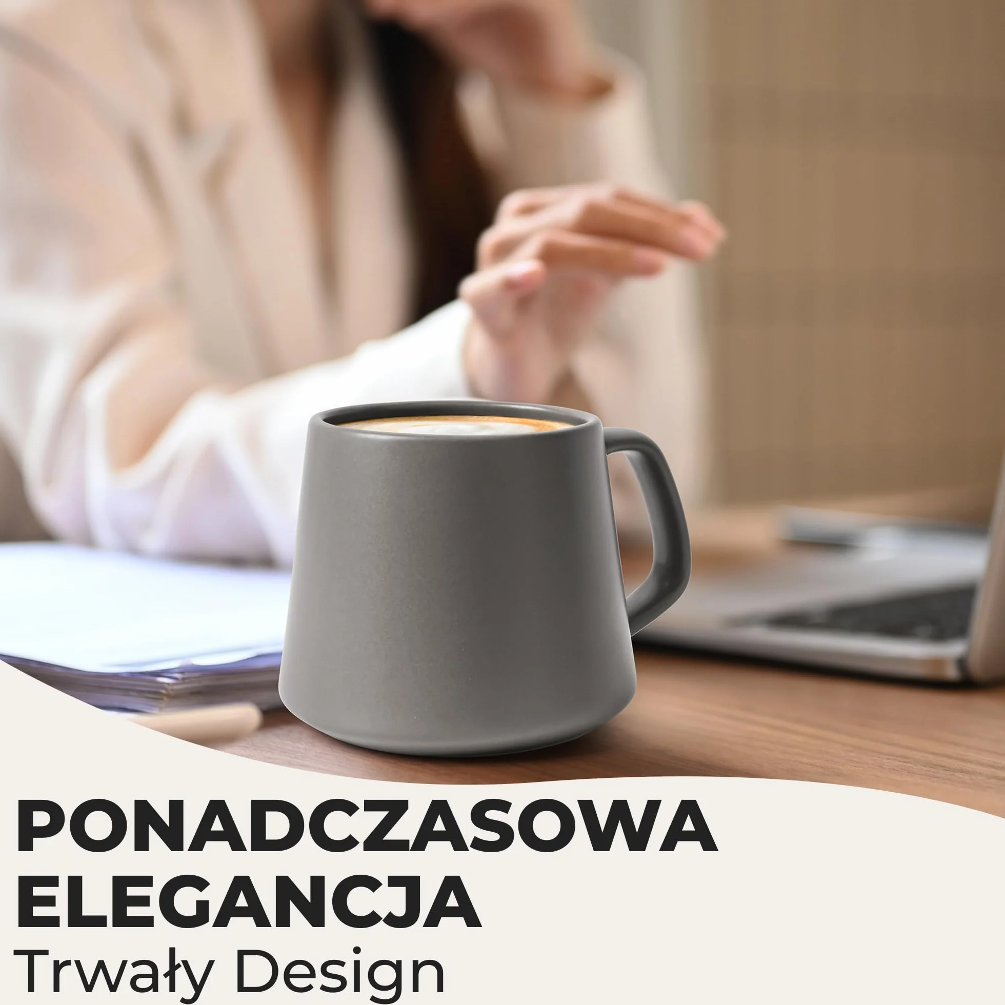 Zestaw Filiżanek do Kawy 4 szt. Ceramiczne 420 ml do Cappuccino Herbaty Espresso Odporny na Mikrofalówki