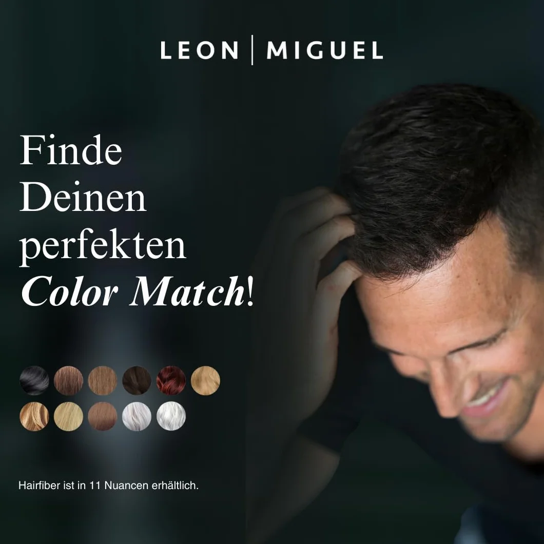 LEON MIGUEL Hair Fiber – posypane włosy – zagęszczanie włosów premium z natychmiastowym efektem w przypadku zakamarków, wypadania włosów i rozświetlonych włosów – puder do włosów | 25 g (brązowy)