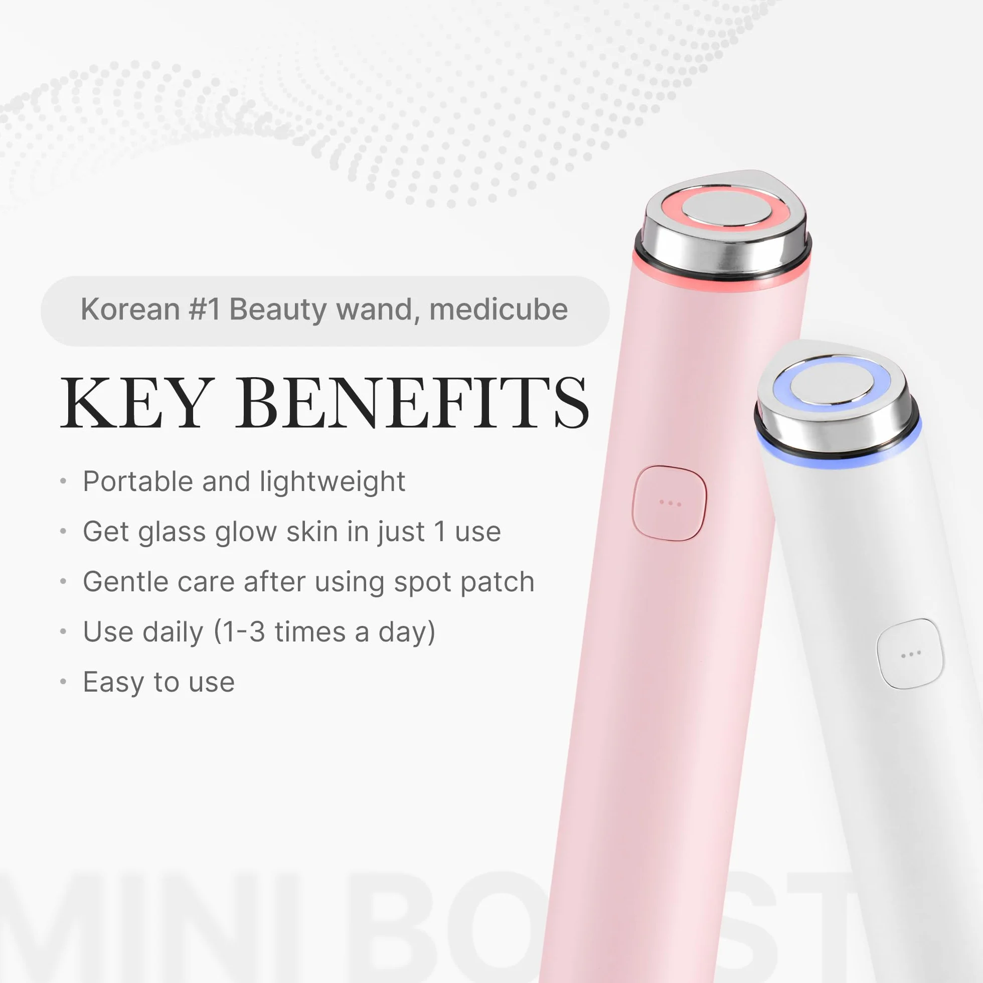 Medicube Booster Pro Mini White | domowe narzędzie do pielęgnacji twarzy - Glow Booster do szklanej skóry, stymulujące wchłanianie pielęgnacji skóry, koreańska pielęgnacja skóry