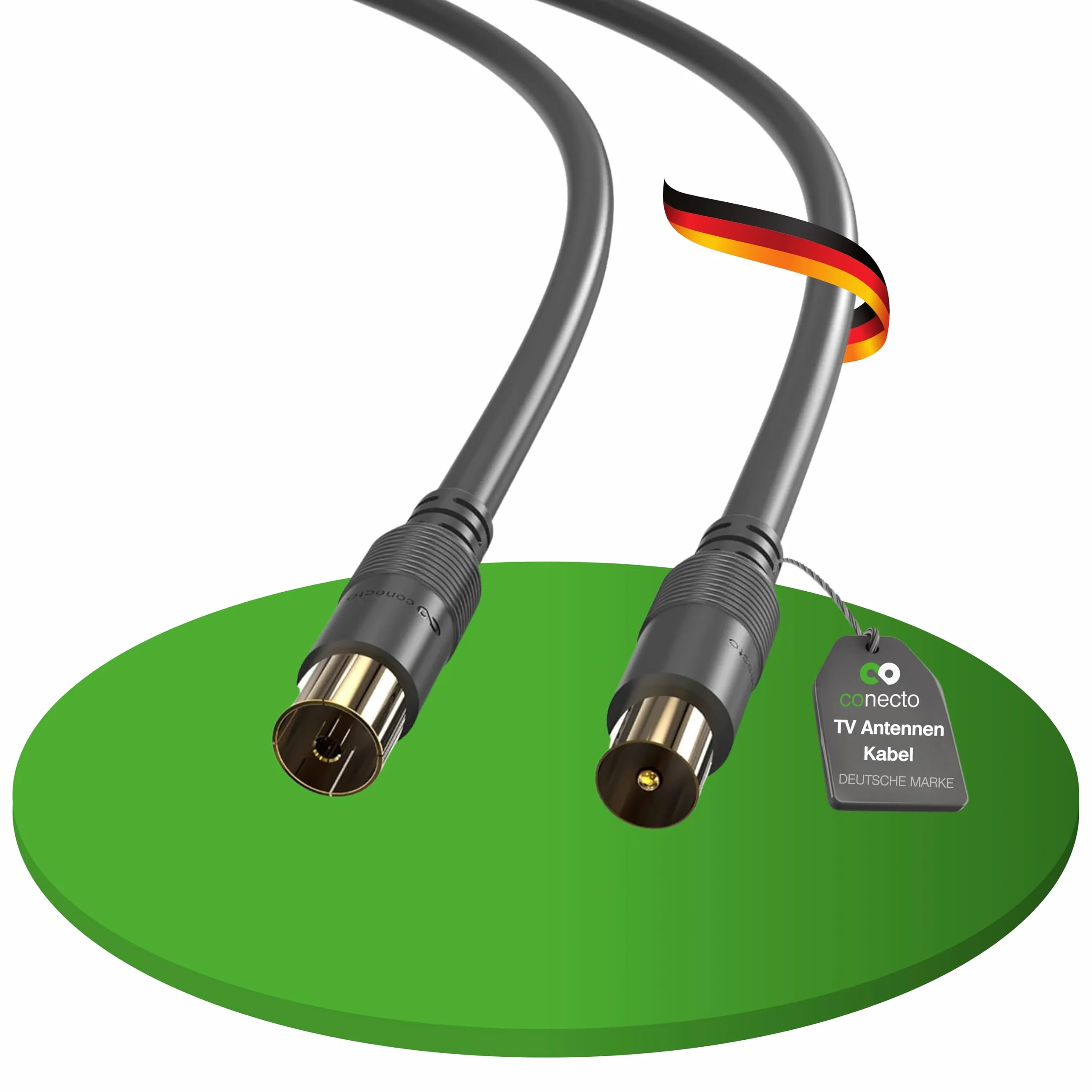 conecto Kabel antenowy SAT Kabel koncentryczny, 2,00 m, podwójny ekranowany kabel satelitarny, złącze IEC do złącza IEC żeńskie, do HDTV, odbiornika, satelity, DAB, radia, czarny