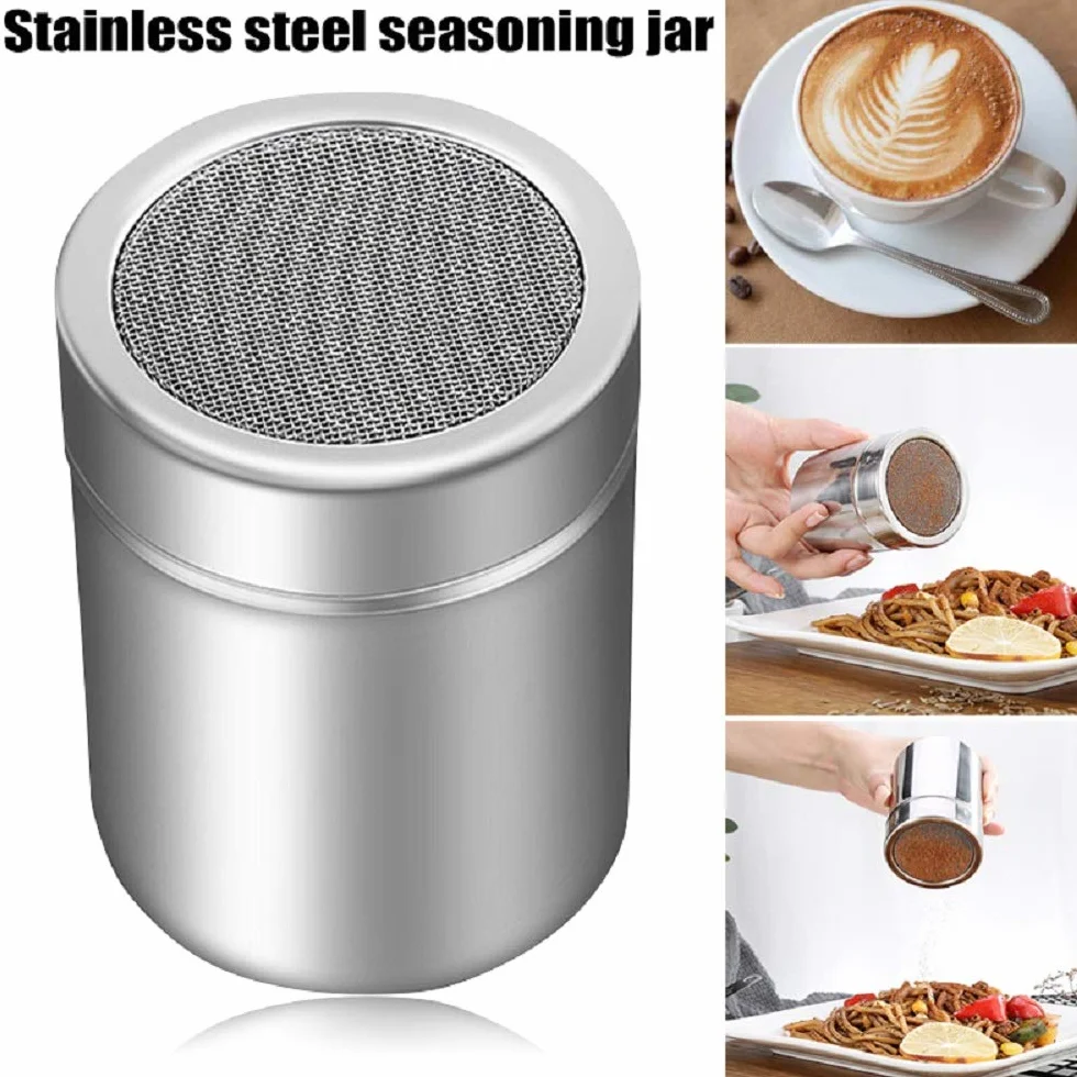 Shaker do pudru ze stali nierdzewnej, 2 sztuki, szczotka do shaker, puszka do pieczenia z szablonami 16 szt.